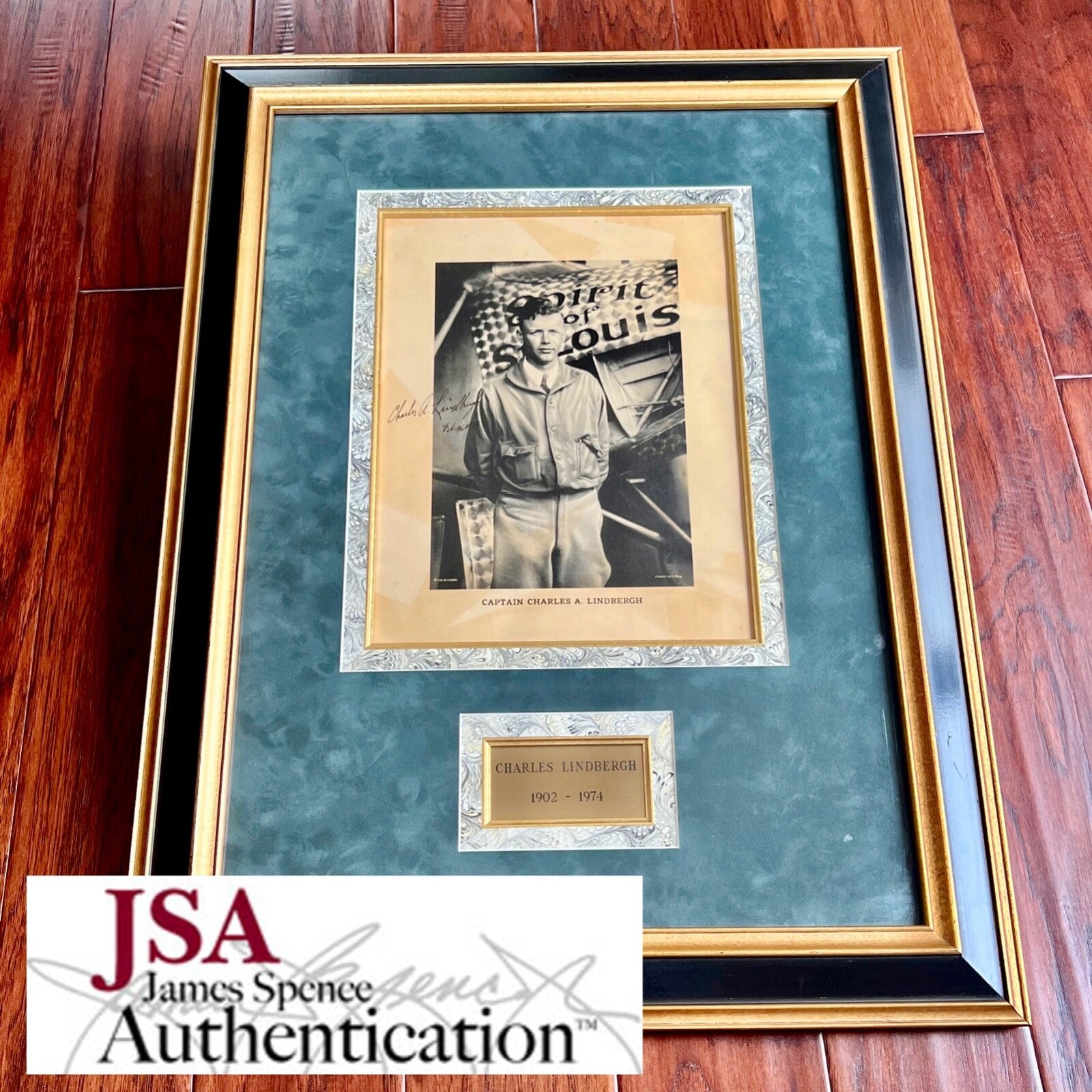 CHARLES LINDBERGH * JSA * Autograph SPIRIT OF ST. LOUIS Photo XL Portrait Signed