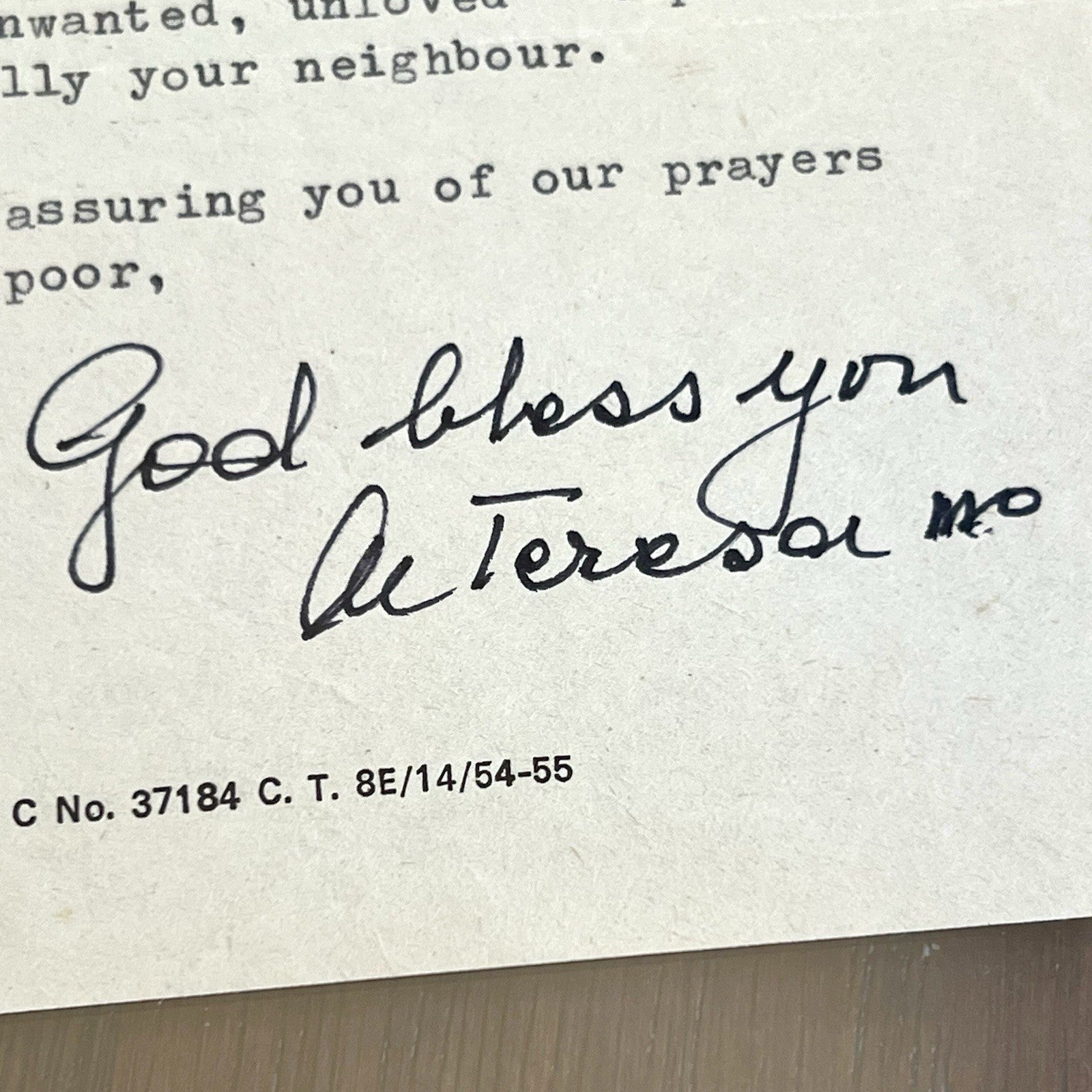 MOTHER TERESA * PSA * Autograph MISSIONARIES Letter SIGNED * Catholic SAINT