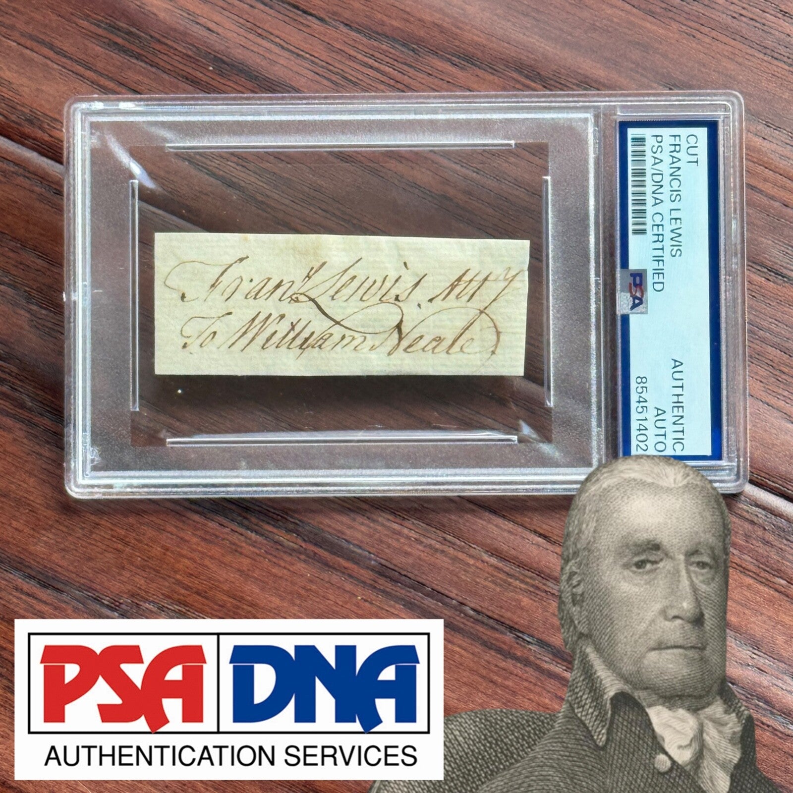 FRANCIS LEWIS * PSA * Autograph Cut Signed * DECLARATION Independence Signer