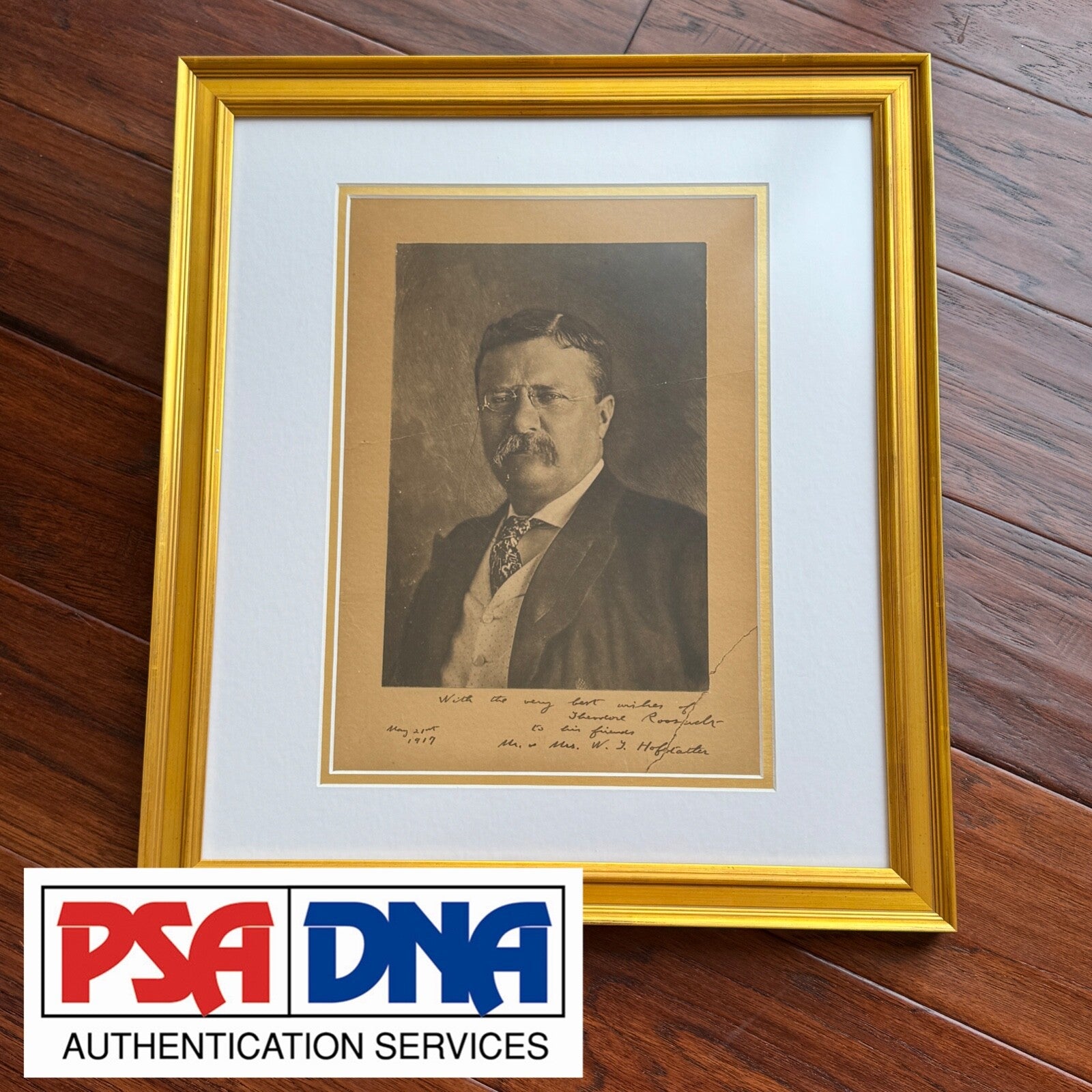 THEODORE ROOSEVELT * PSA/DNA * Autograph Portrait Photo Signed * 1917 Framed