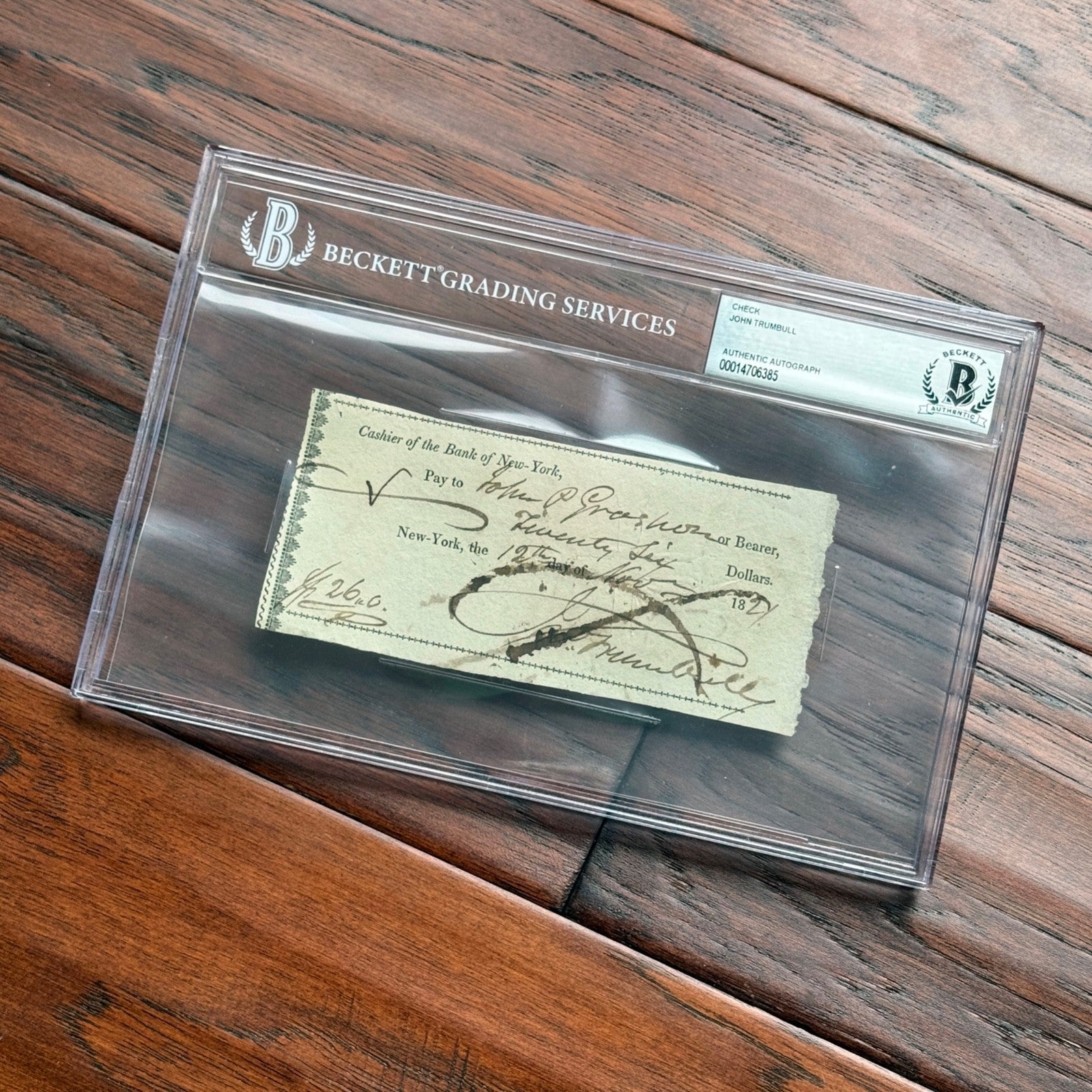 JOHN TRUMBULL * BAS * Revolutionary War PAINTER Autograph CHECK Signed