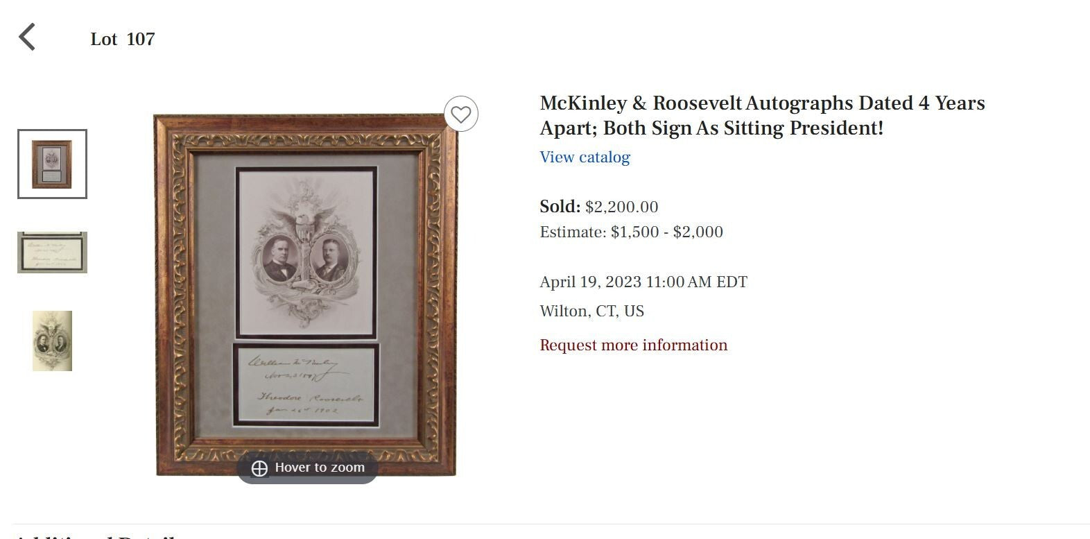 THEODORE ROOSEVELT & WILLIAM McKINLEY * PSA & JSA * Autograph Album Page SIGNED