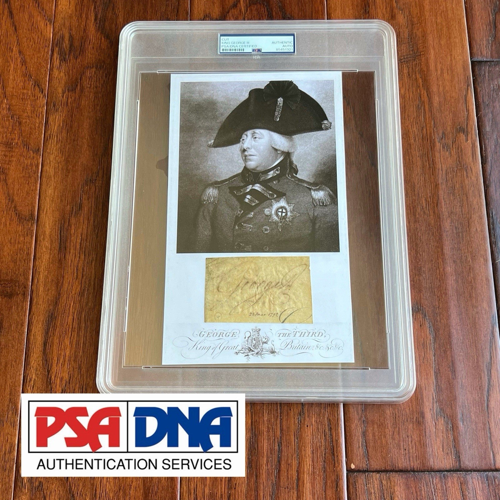 KING GEORGE III * PSA/DNA * Autograph CUT SIGNATURE Engraving Signed * England