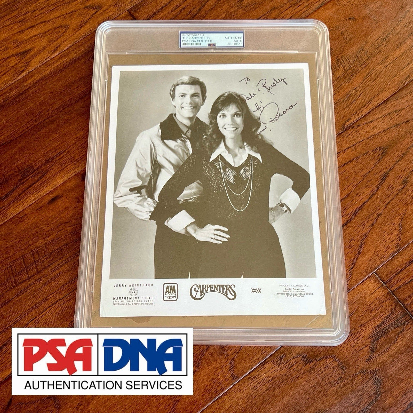 CARPENTERS * KAREN + RICHARD * PSA * Autograph Pop Duo Publicity PHOTO Signed