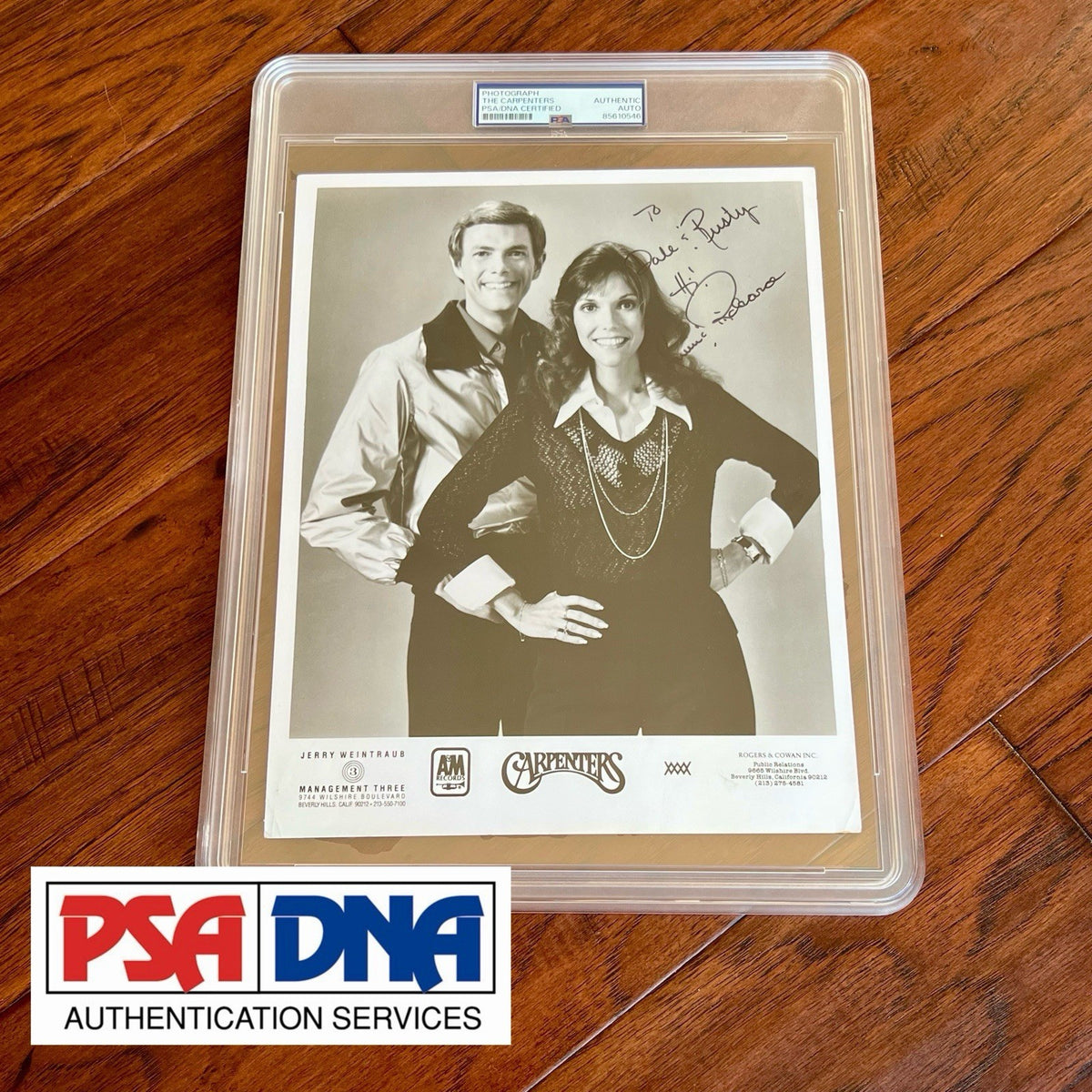 CARPENTERS * KAREN + RICHARD * PSA * Autograph Pop Duo Publicity PHOTO Signed