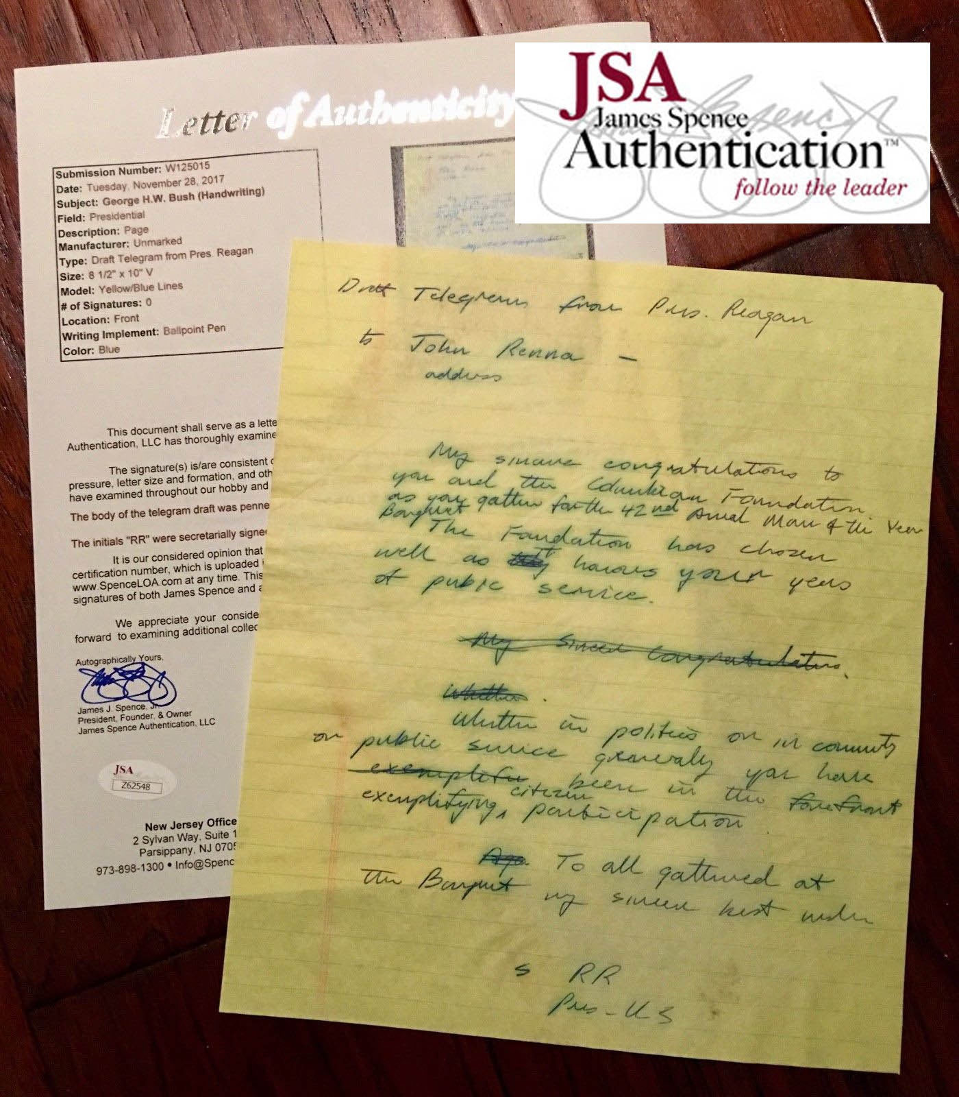 George H.W. Bush * JSA COA Handwritten AUTOGRAPH letter SIGNED as "Pres. U.S."