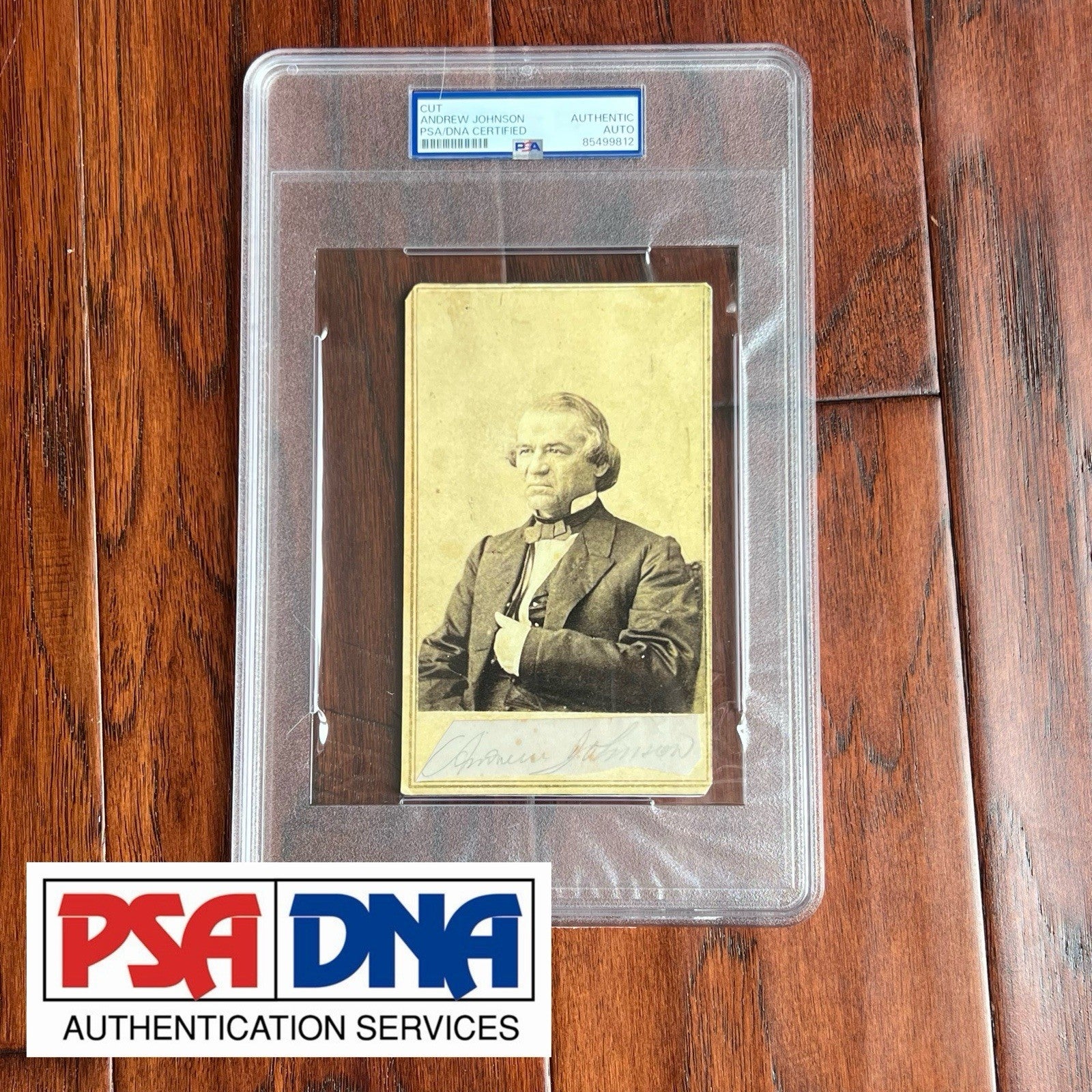ANDREW JOHNSON * PSA * Autograph Cut Signature CDV Signed President Photograph
