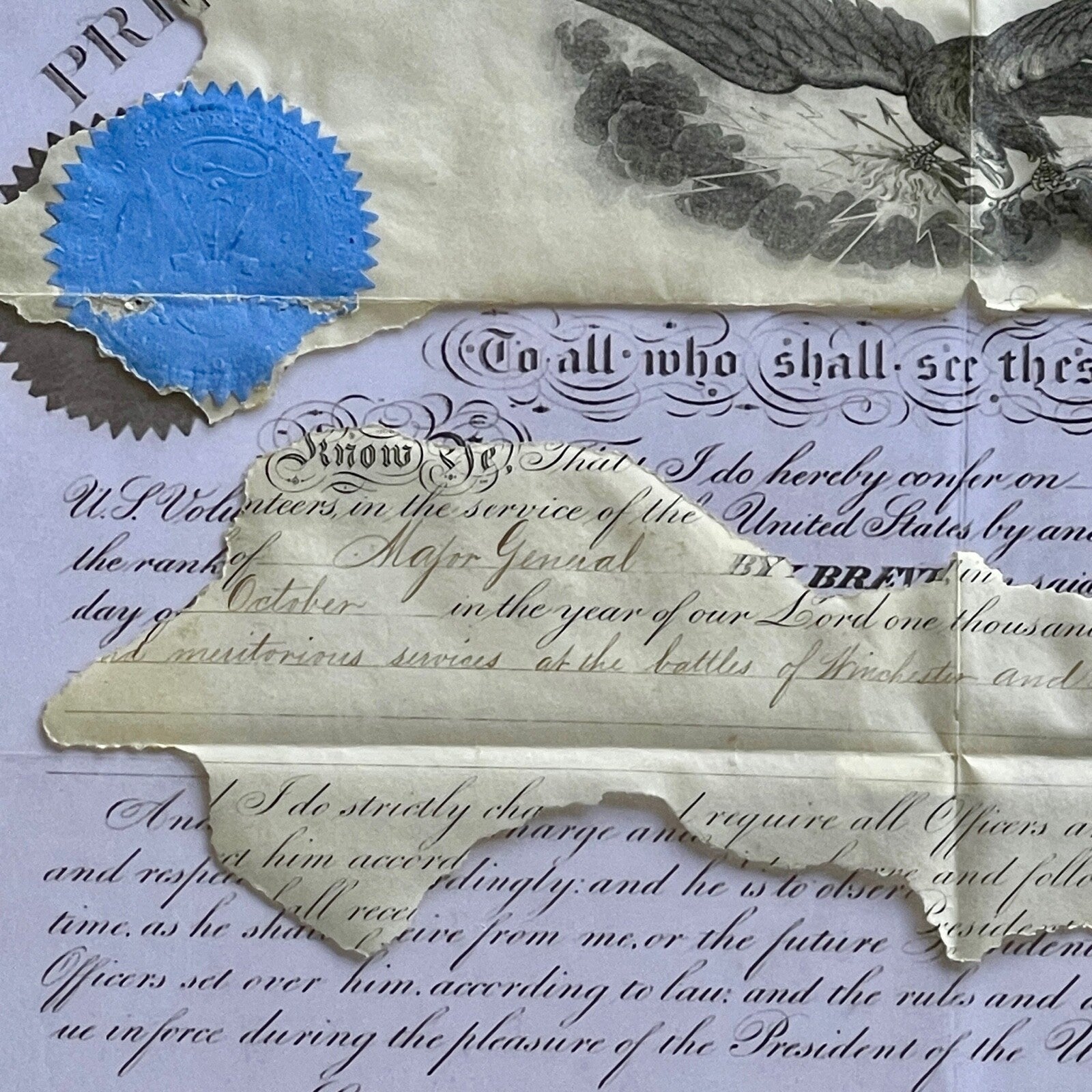 GEORGE CUSTER * PSA * Autograph MAJOR GEN. Promotion Signed by ANDREW JOHNSON