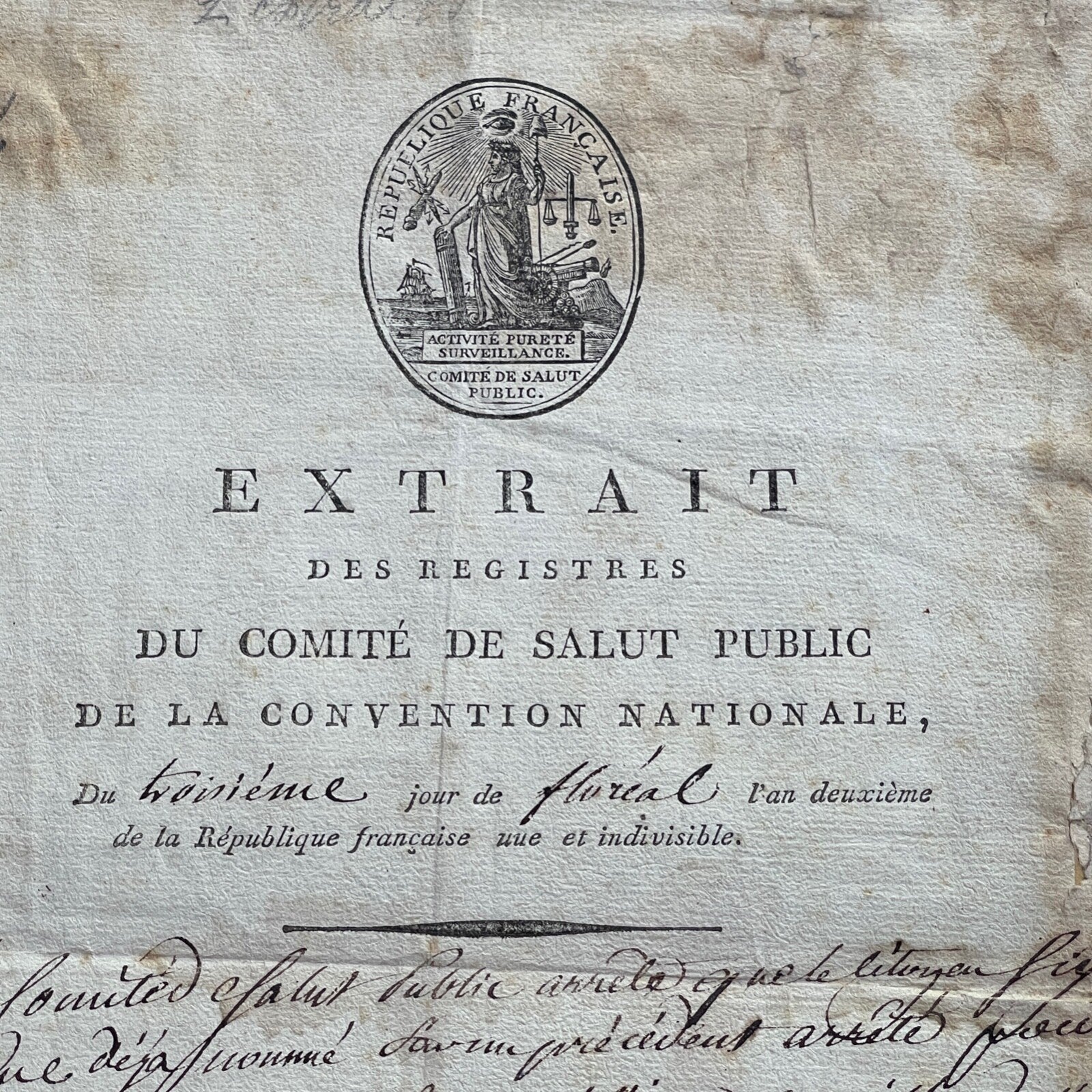 MAXIMILIEN ROBESPIERRE * PSA * Autograph "REIGN OF TERROR" Public Safety SIGNED