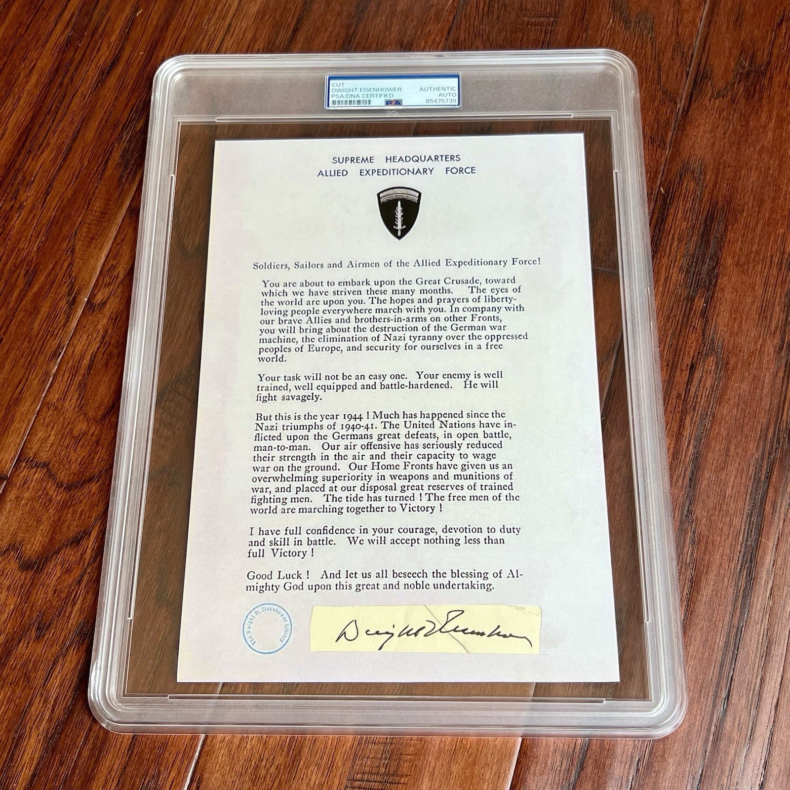 DWIGHT D. EISENHOWER * PSA * Autograph Custom Card D Day Orders Signed * WWII