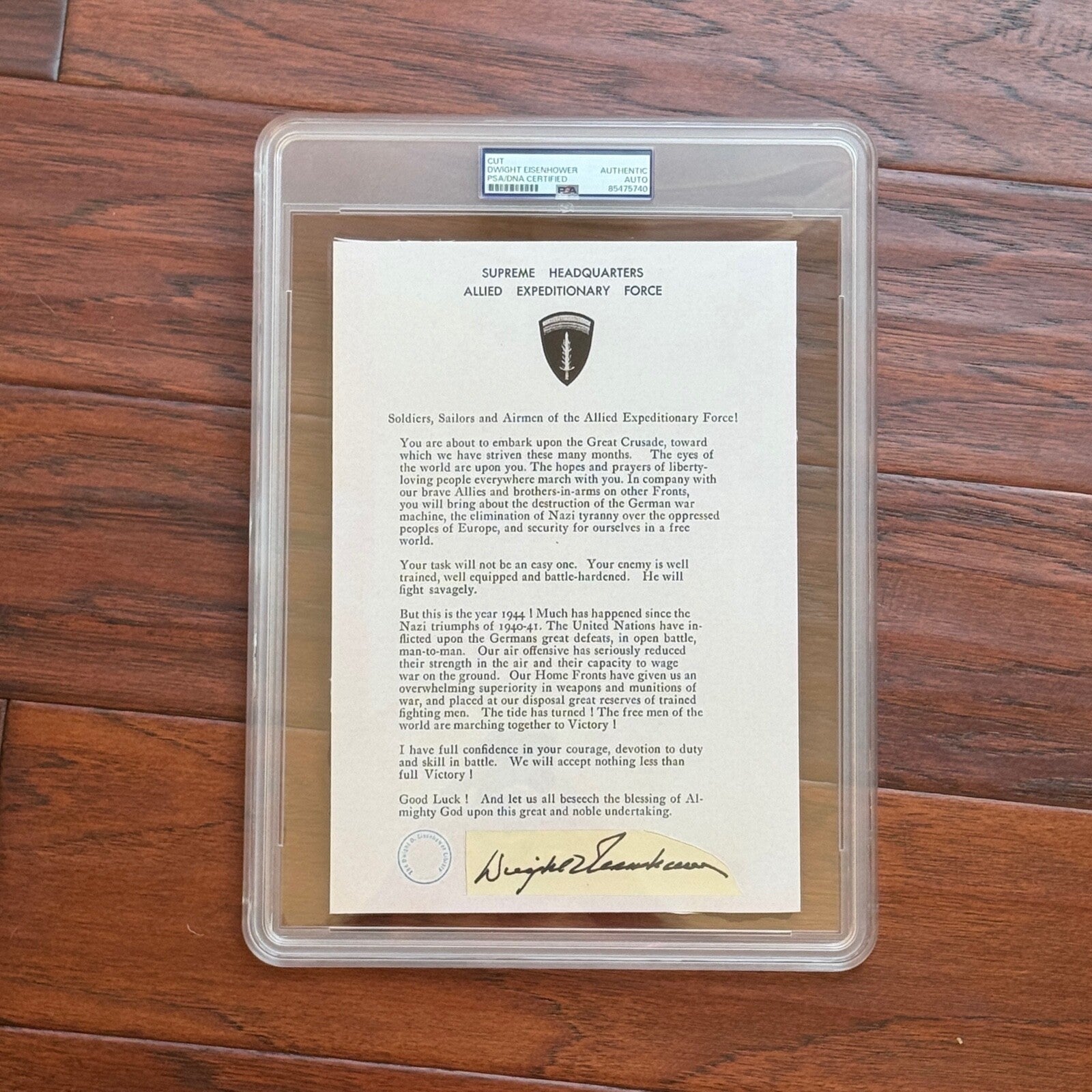 DWIGHT D. EISENHOWER * PSA * Autograph Custom Card D Day Orders Signed * WWII