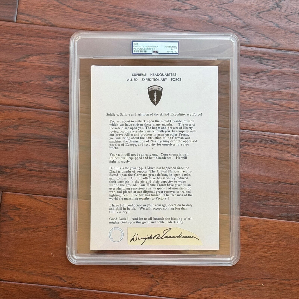 DWIGHT D. EISENHOWER * PSA * Autograph Custom Card D Day Orders Signed * WWII