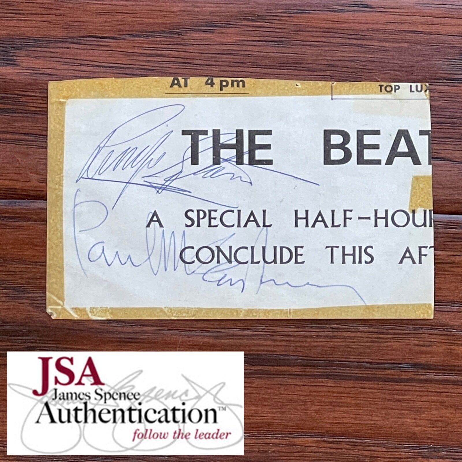 PAUL McCARTNEY + RINGO * JSA * Beatles AUTOGRAPH Cut Signatures SIGNED