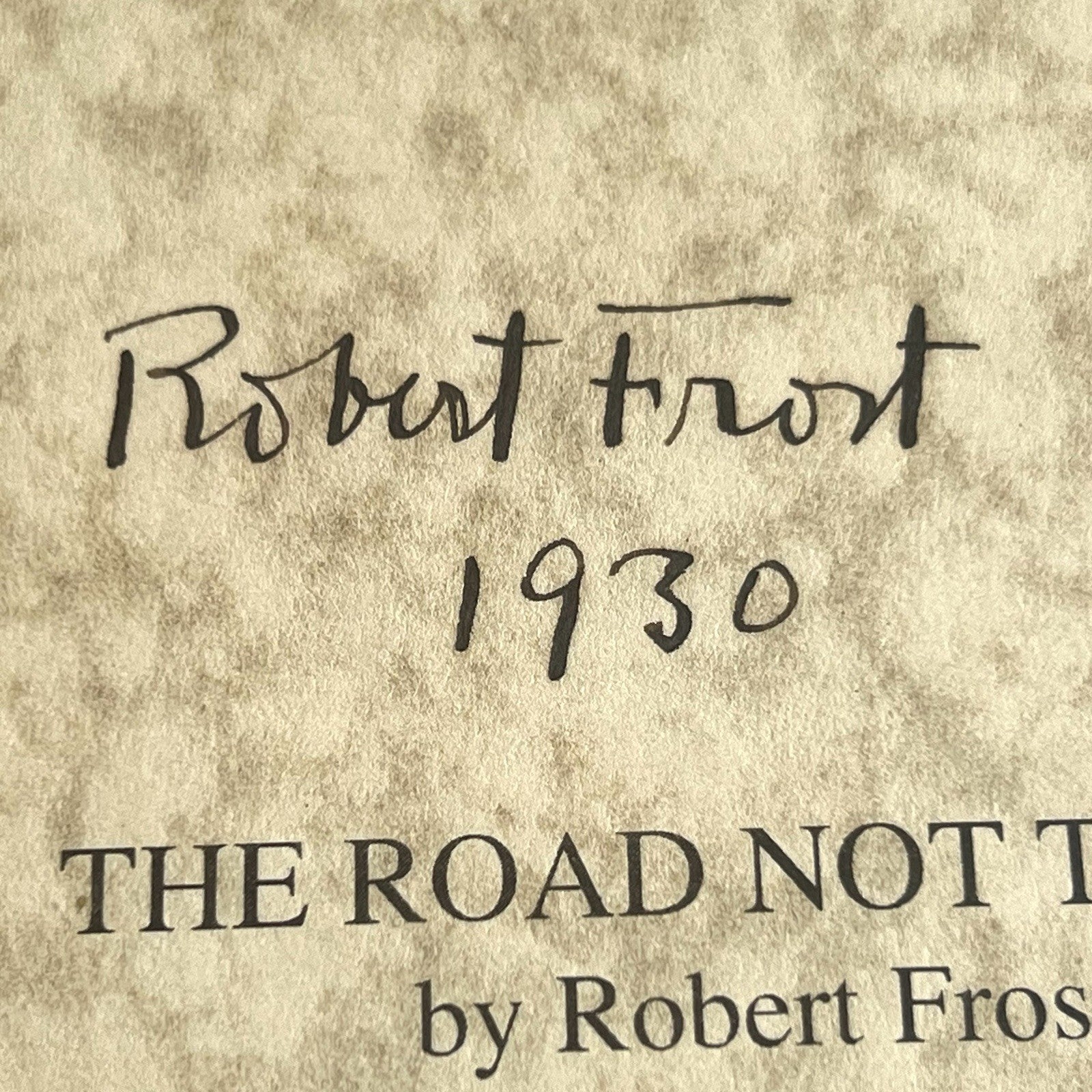 ROBERT FROST * PSA * Autograph "ROAD NOT TAKEN" Signed Souvenir Printed POEM