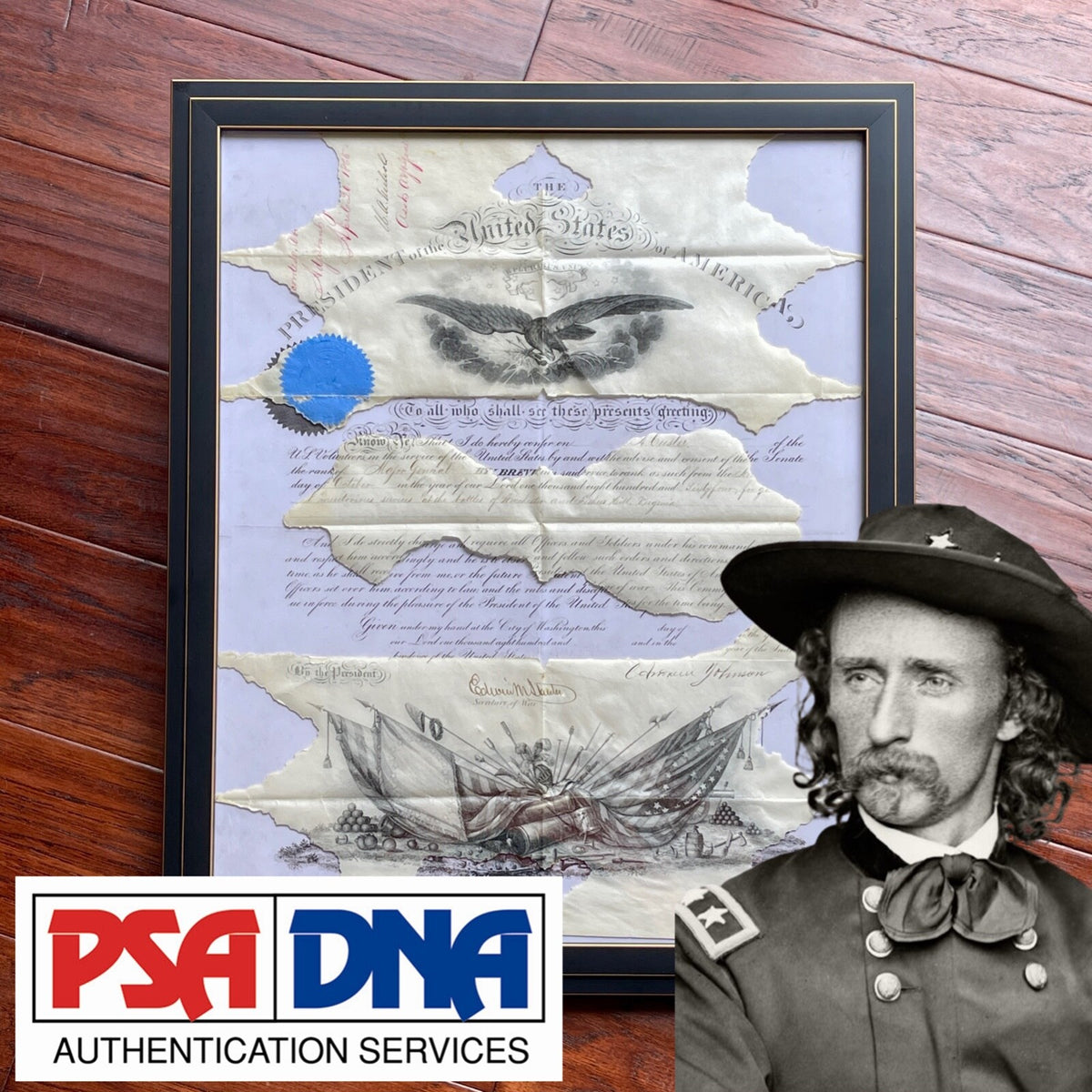 GEORGE CUSTER * PSA * Autograph MAJOR GEN. Promotion Signed by ANDREW JOHNSON