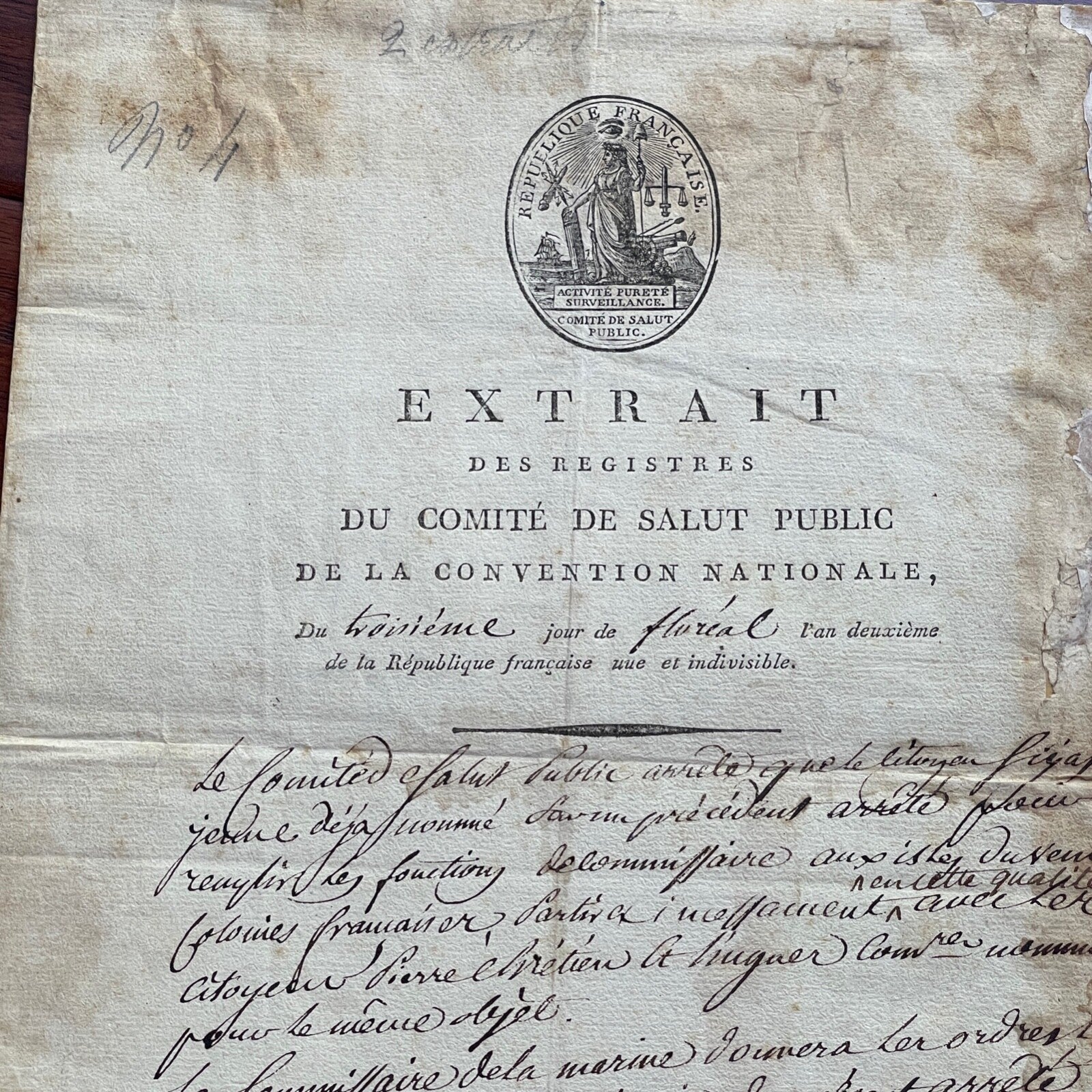 MAXIMILIEN ROBESPIERRE * PSA * Autograph "REIGN OF TERROR" Public Safety SIGNED