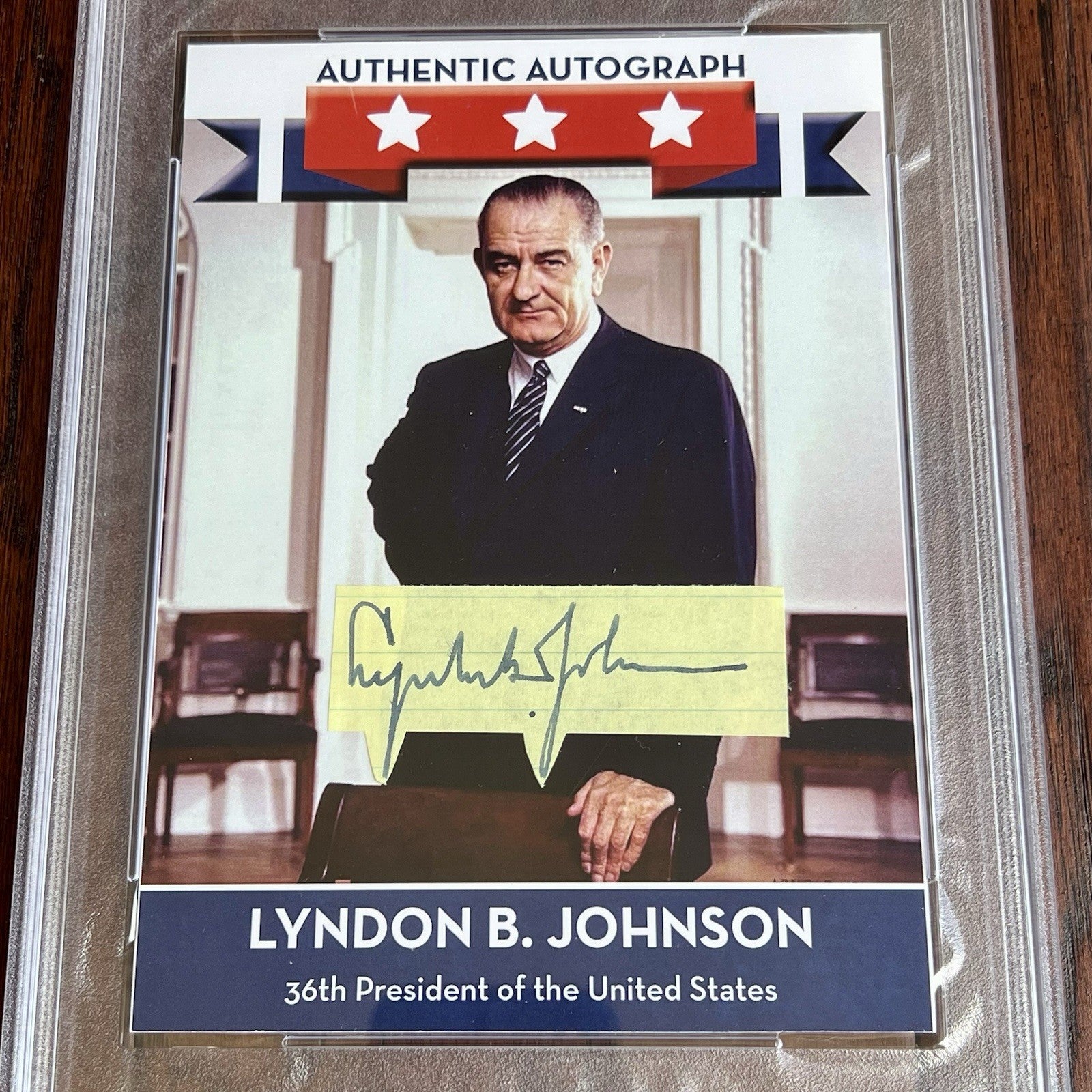 LYNDON B. JOHNSON * PSA/DNA * Autograph Cut Signature Custom Card Signed * LBJ