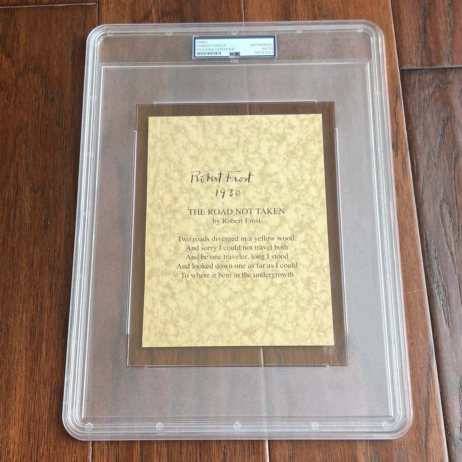 ROBERT FROST * PSA * Autograph "ROAD NOT TAKEN" Signed Souvenir Printed POEM