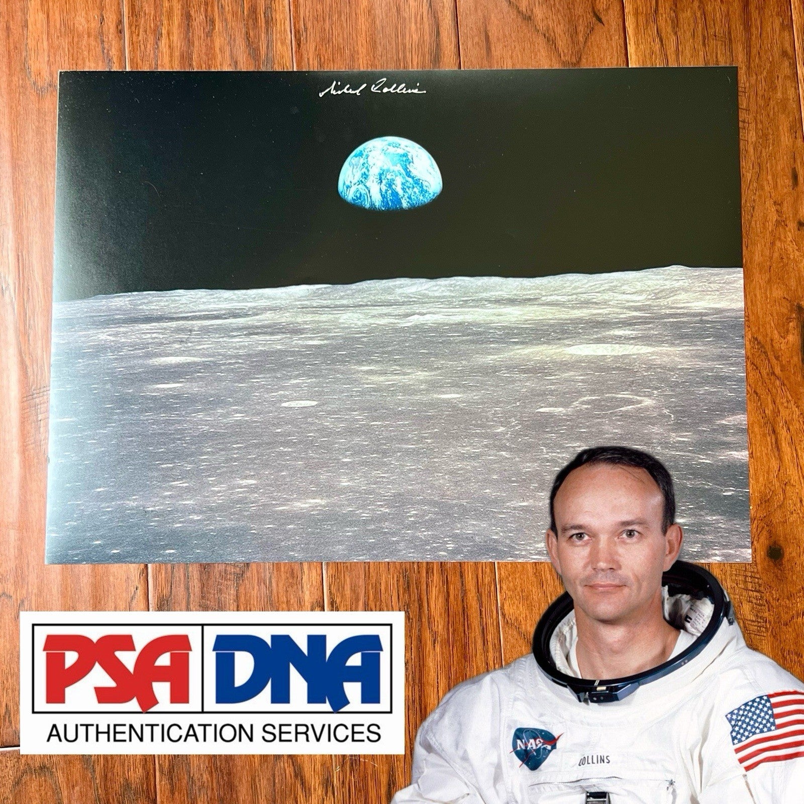 MICHAEL COLLINS * PSA * Autograph APOLLO 11 EARTHRISE 16x20 Photo Signed