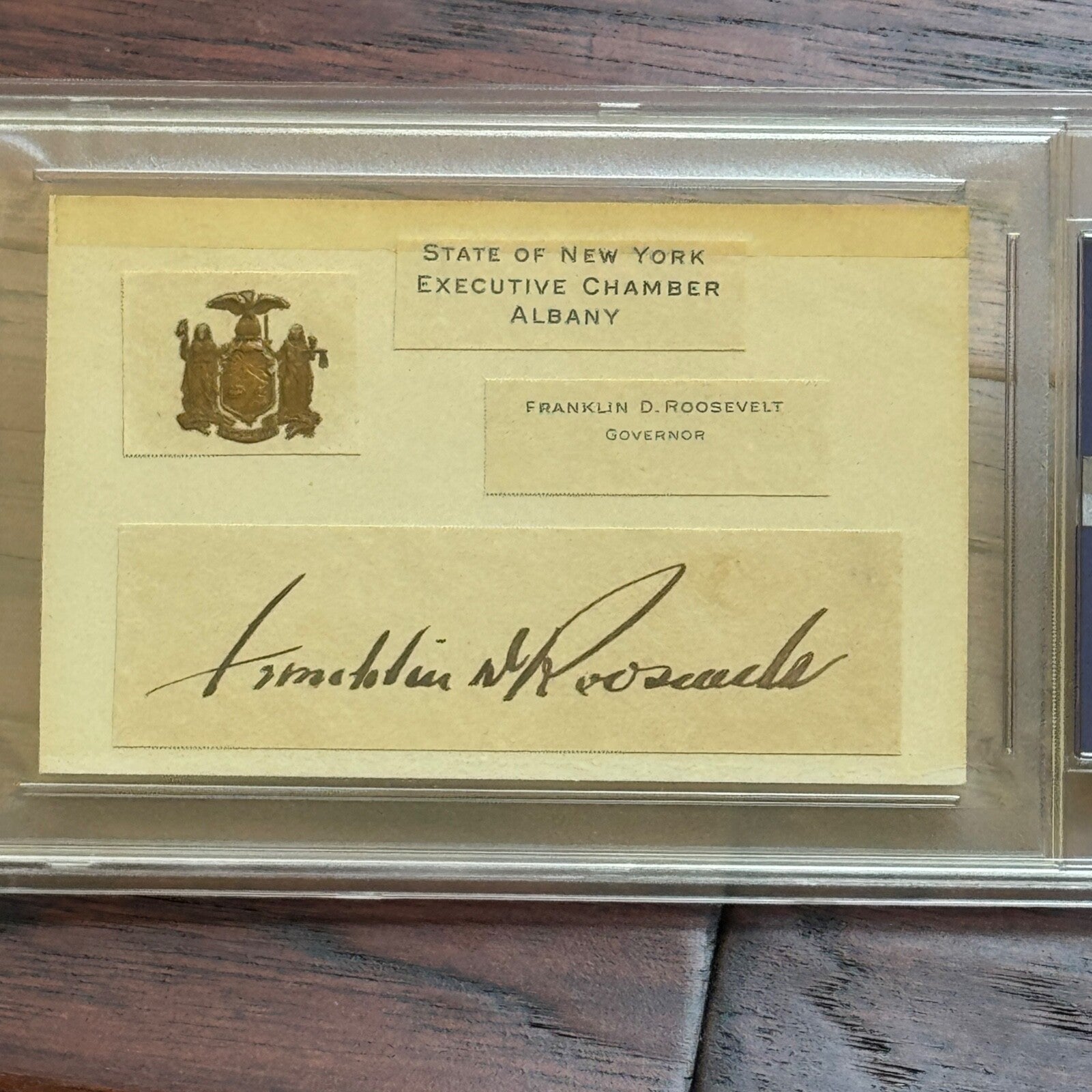 FRANKLIN D. ROOSEVELT * PSA * Autograph Cut Signature Card as NY Governor * FDR