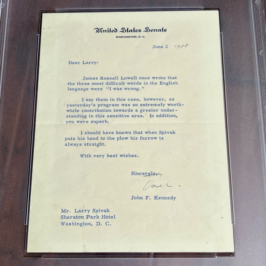 JOHN F. KENNEDY * PSA * "I WAS WRONG" AUTOGRAPH Letter Signed Nuclear Content