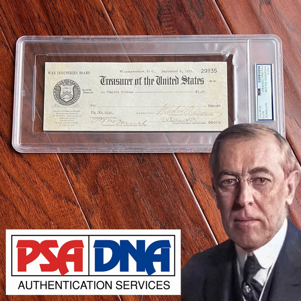 WOODROW WILSON * Autograph Symbolic WWI $1 CHECK Signed as POTUS * Dollar