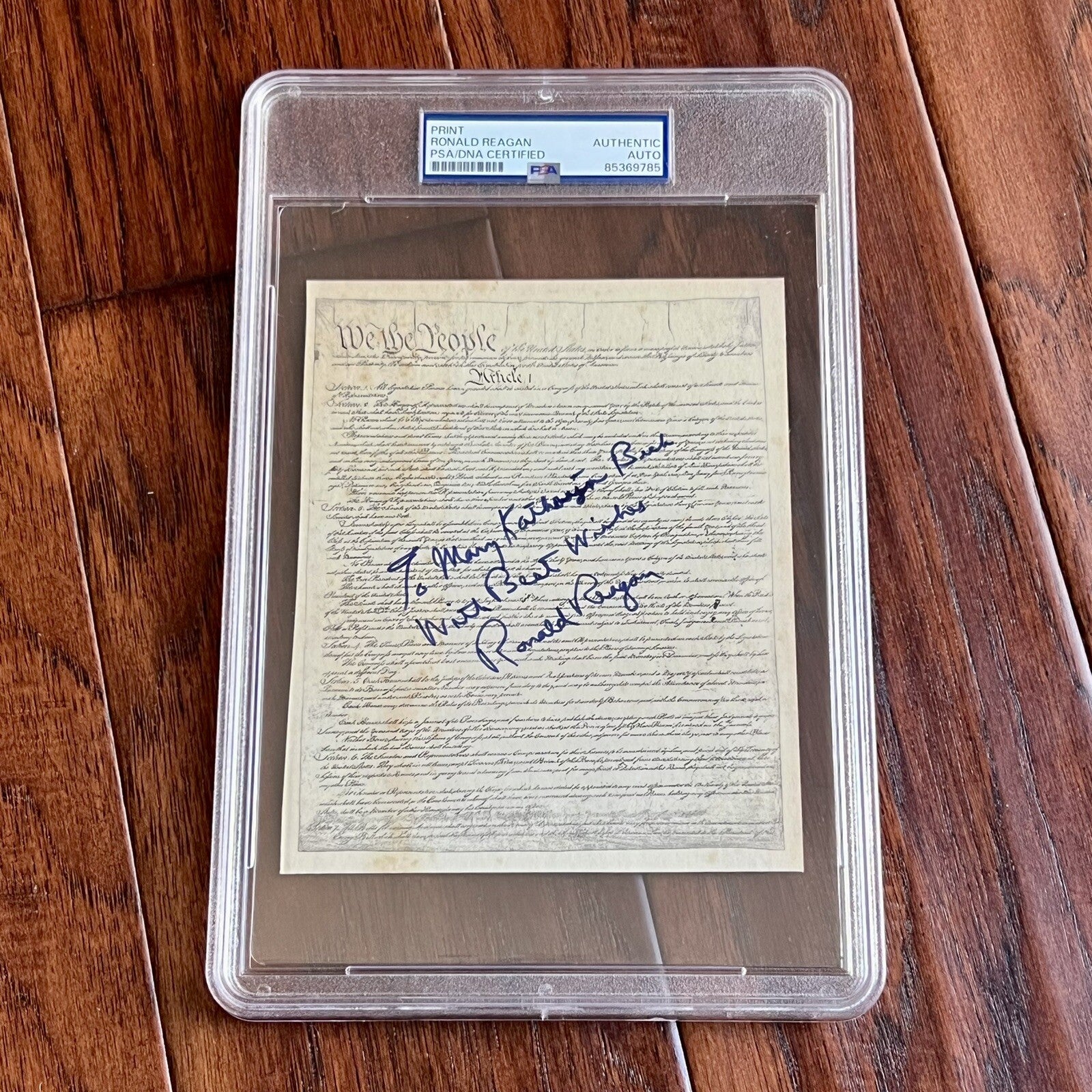 RONALD REAGAN * PSA * Signed Constitution We the People Souvenir Print Autograph