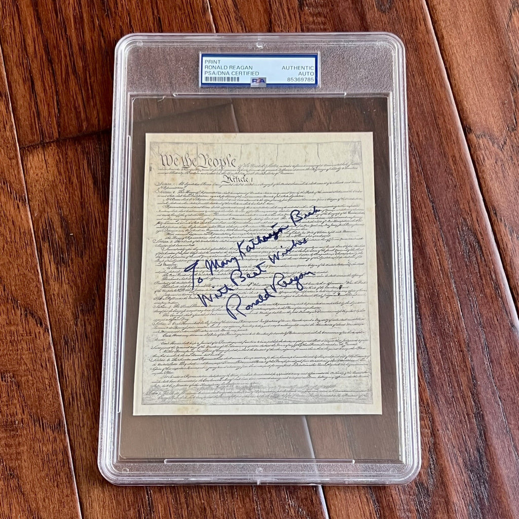 RONALD REAGAN * PSA * Signed Constitution We the People Souvenir Print Autograph