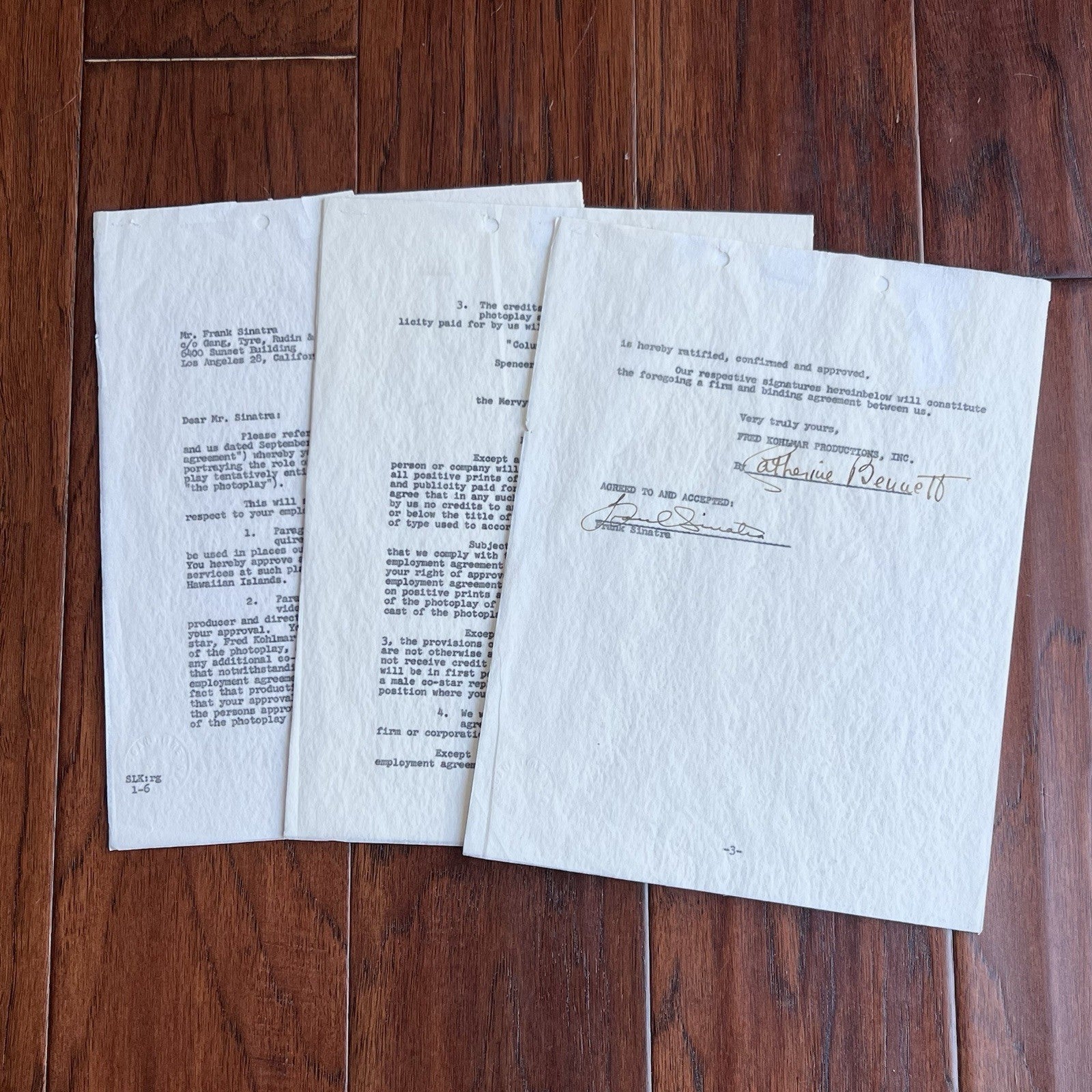 FRANK SINATRA * PSA * Autograph Movie Contract Signed Devil at Four O'Clock