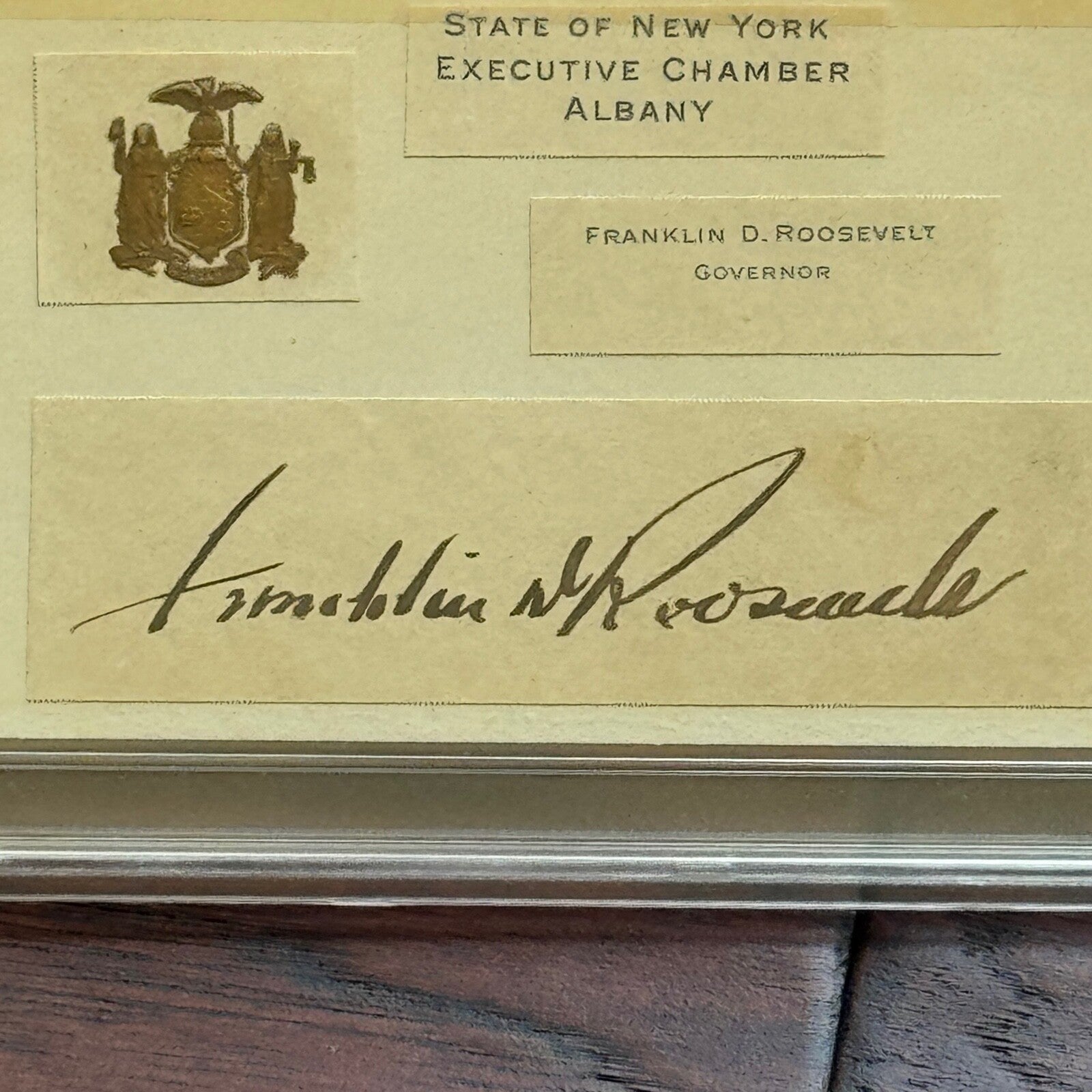 FRANKLIN D. ROOSEVELT * PSA * Autograph Cut Signature Card as NY Governor * FDR