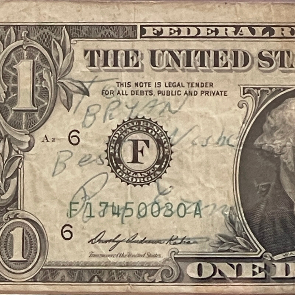 APOLLO 17 * PSA * Crew Signed Dollar Bill Autograph Gene CERNAN  EVANS * SCHMIDT