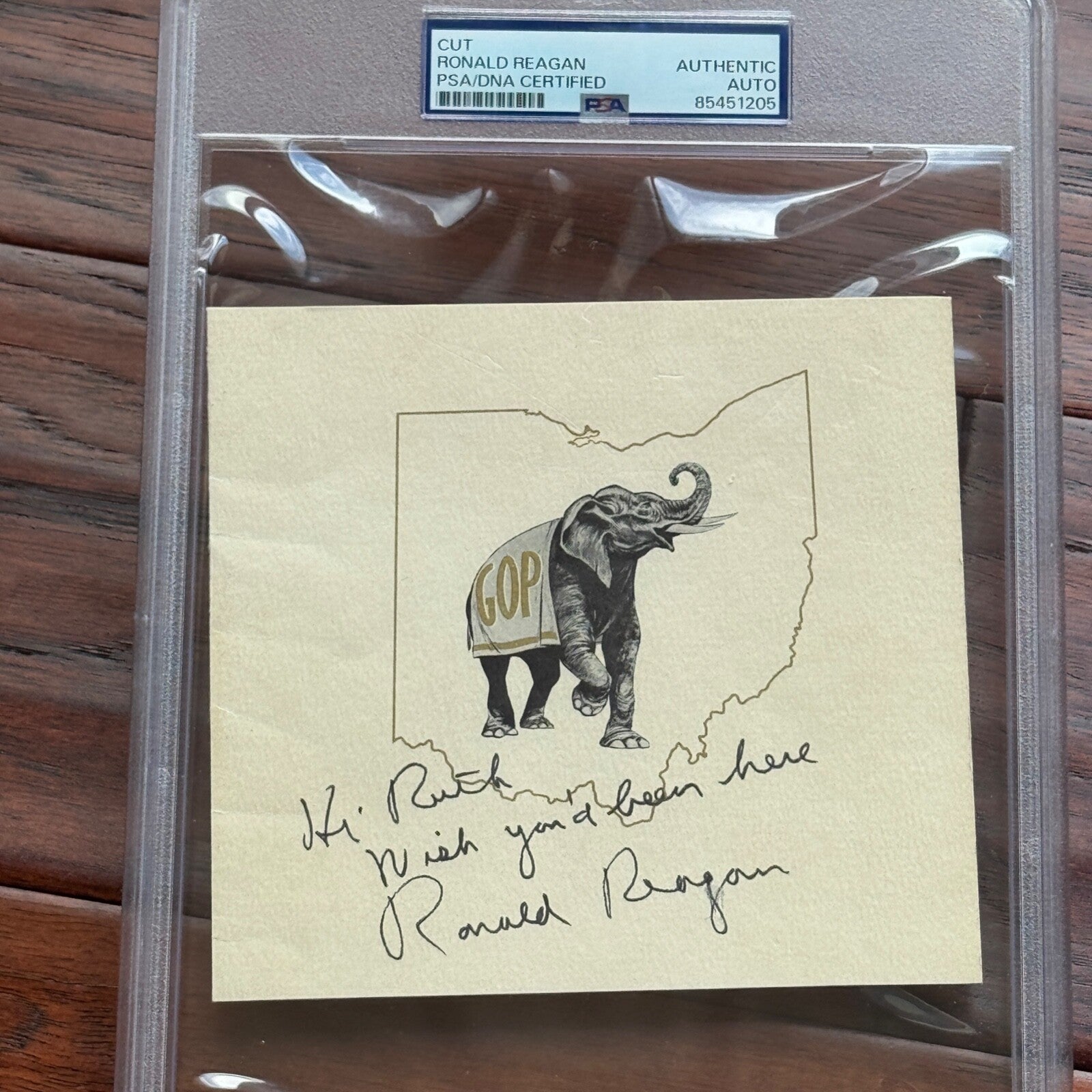 RONALD REAGAN * PSA/DNA * Autograph OHIO GOP Elephant Page Signed
