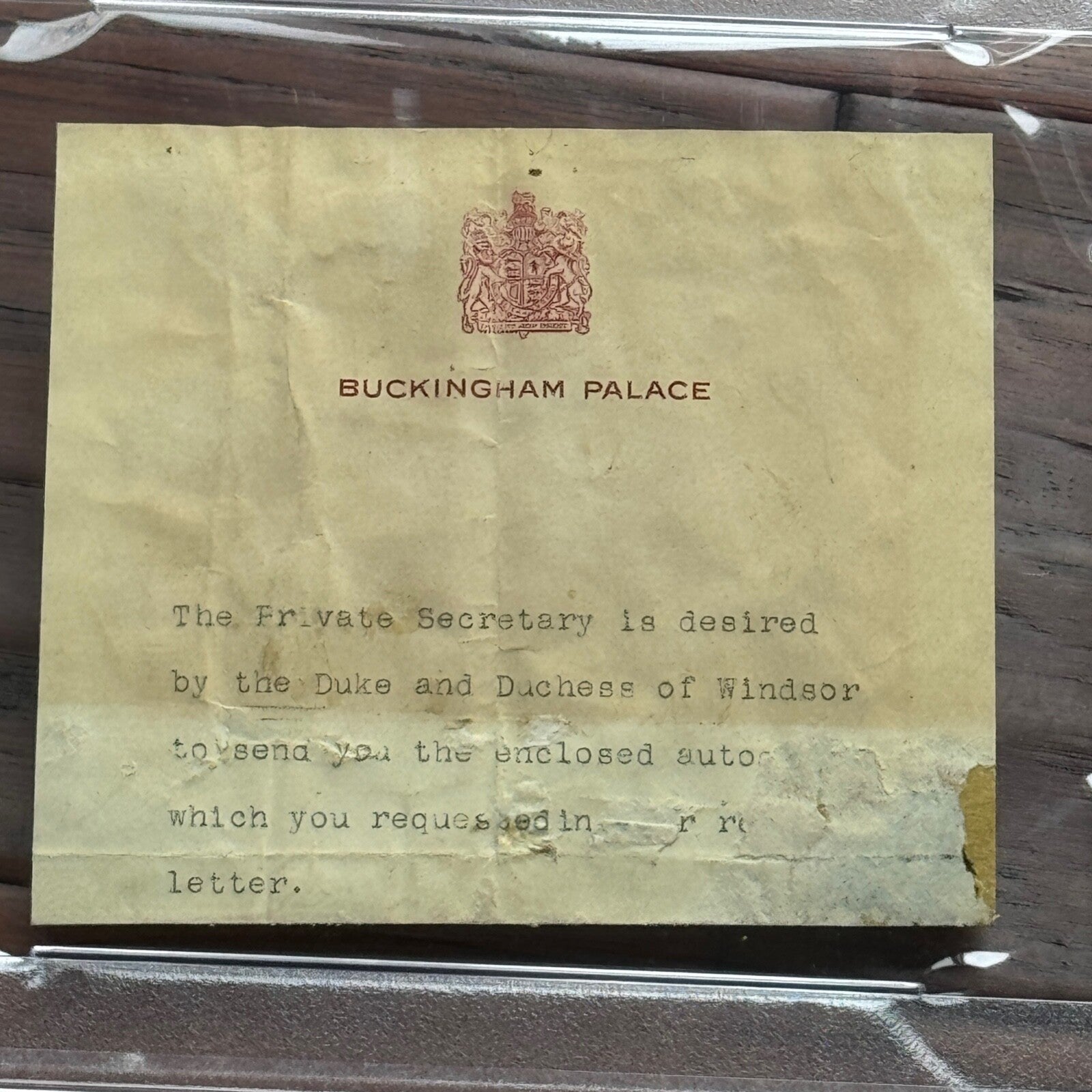 WINDSOR * PSA * Duke & Duchess Autograph BUCKINGHAM PALACE Signed * Edward VIII