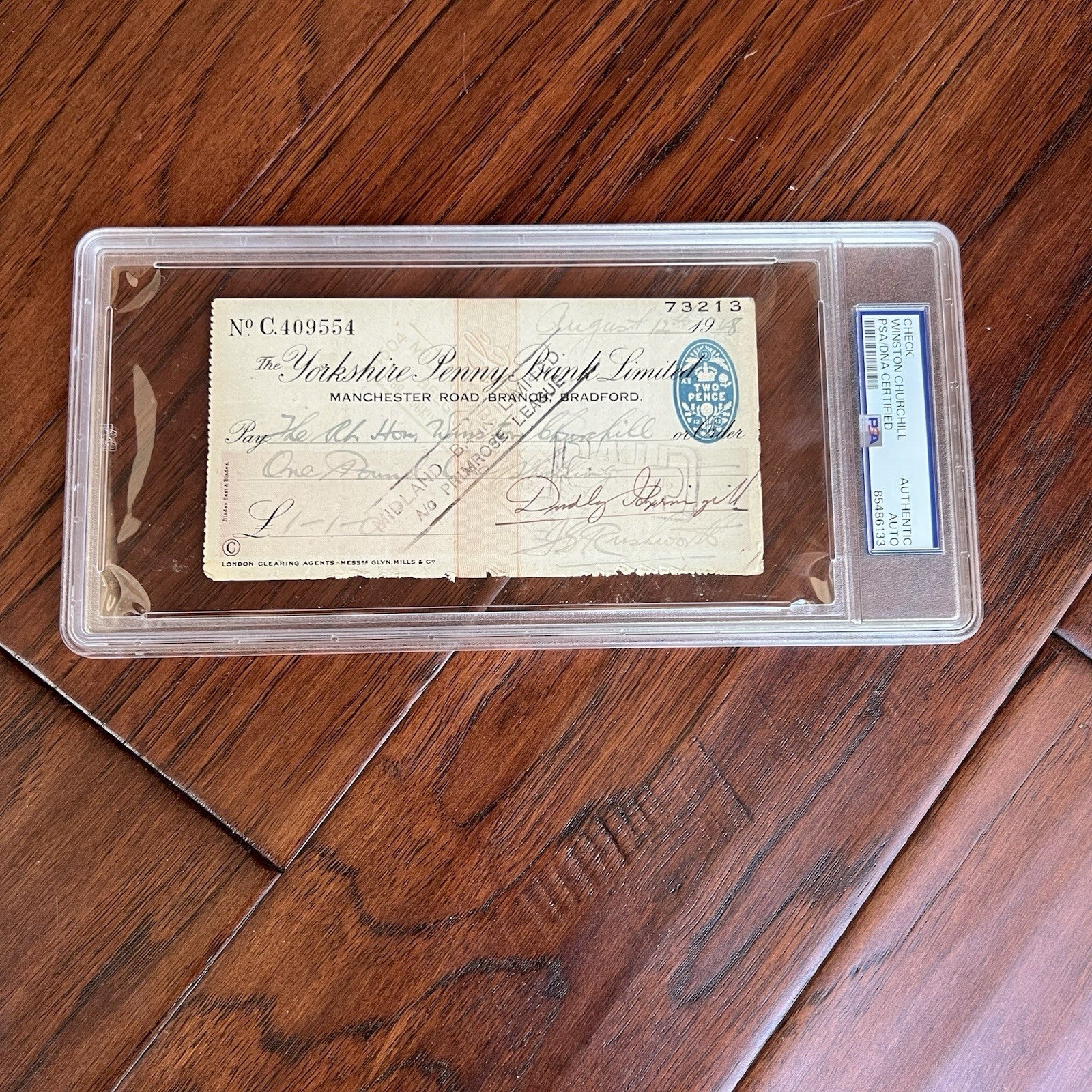 WINSTON S. CHURCHILL * PSA * Autograph BANK CHECK Endorsement Signed * UK PM