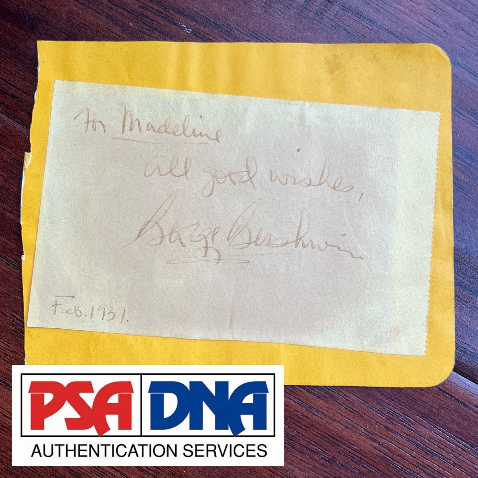 GEORGE GERSHWIN * PSA/DNA * Autograph Card Signed 5 Months Before Death in 1937