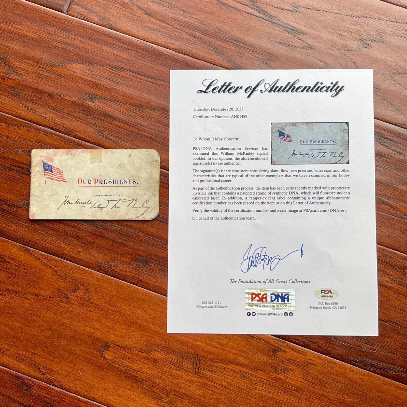 WILLIAM McKINLEY * PSA * Autograph OUR PRESIDENTS Oath of Office booklet SIGNED