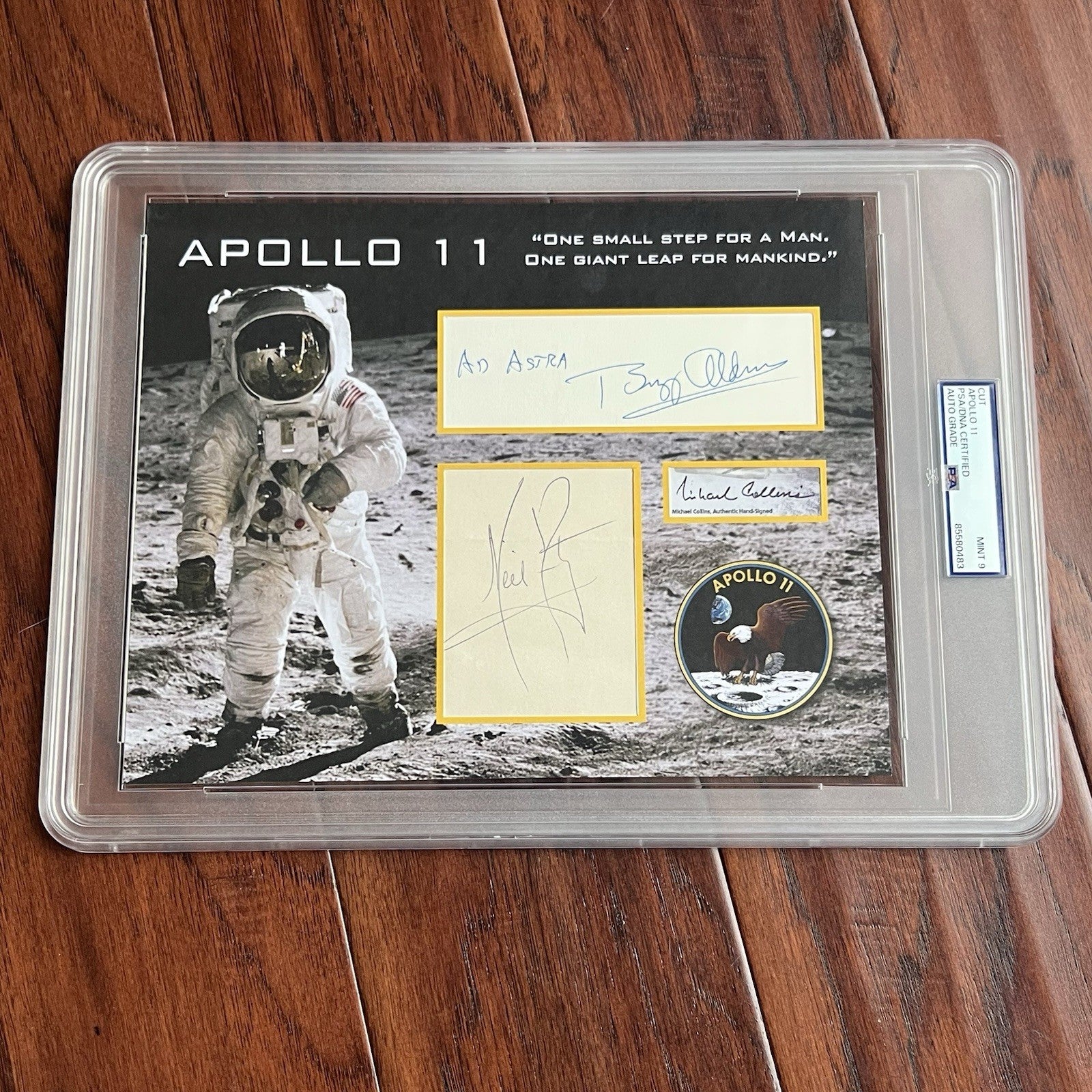APOLLO 11 * PSA * Crew Signed Card Autographs * Neil Armstrong Aldrin Collins