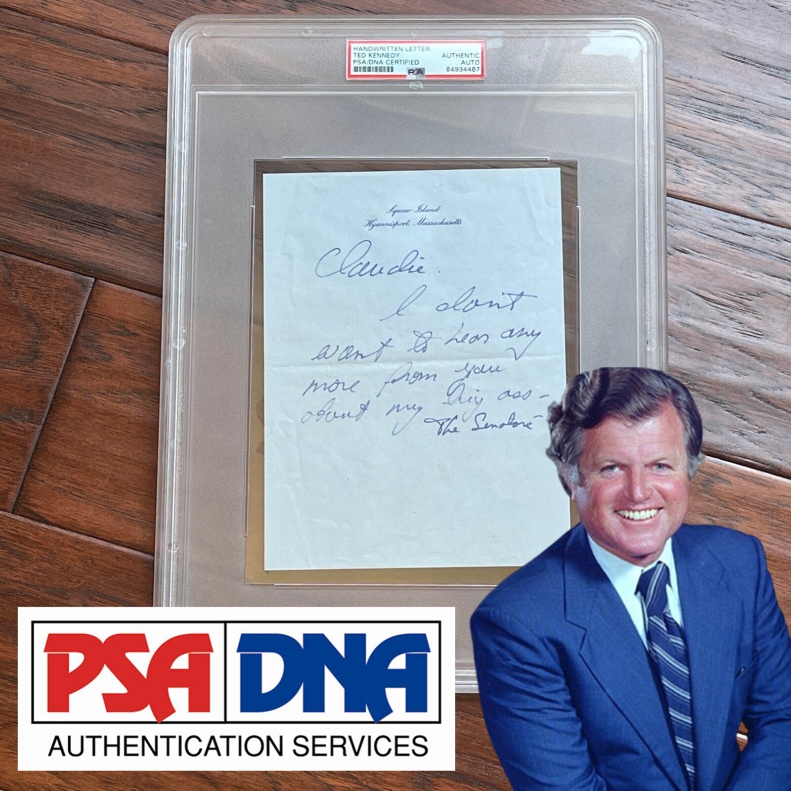 TED KENNEDY * PSA * Humorous "My Big Ass" AUTOGRAPH Note SIGNED * "The Senatoré"