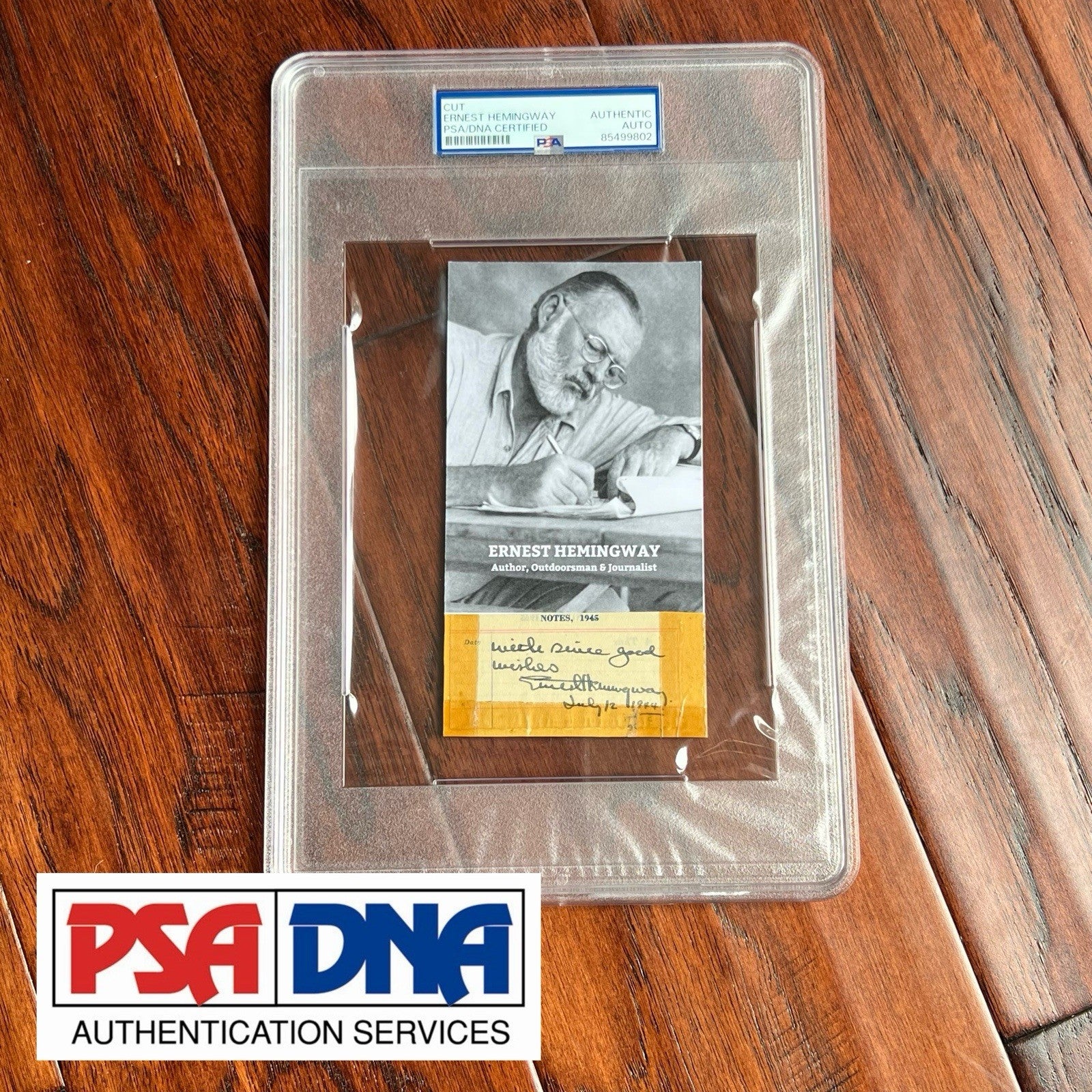 ERNEST HEMINGWAY  * PSA * Cut Autograph CUSTOM CARD Signed * 1944