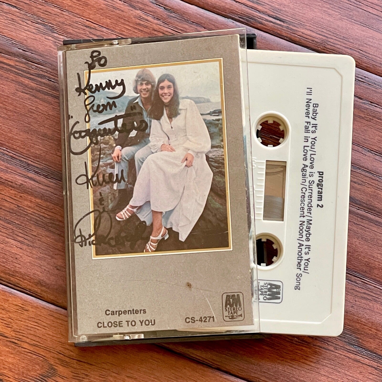 CARPENTERS * JSA * Karen & Richard Autograph CLOSE TO YOU Cassette  Tape SIGNED