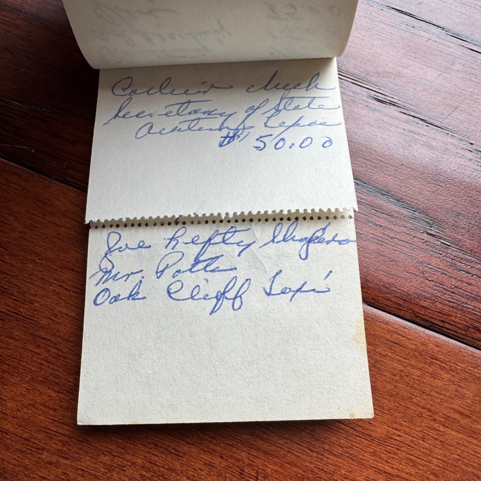 JACK RUBY * BAS * Oswald Shooter Mini HANDWRITTEN NOTEPAD * not Autograph Signed