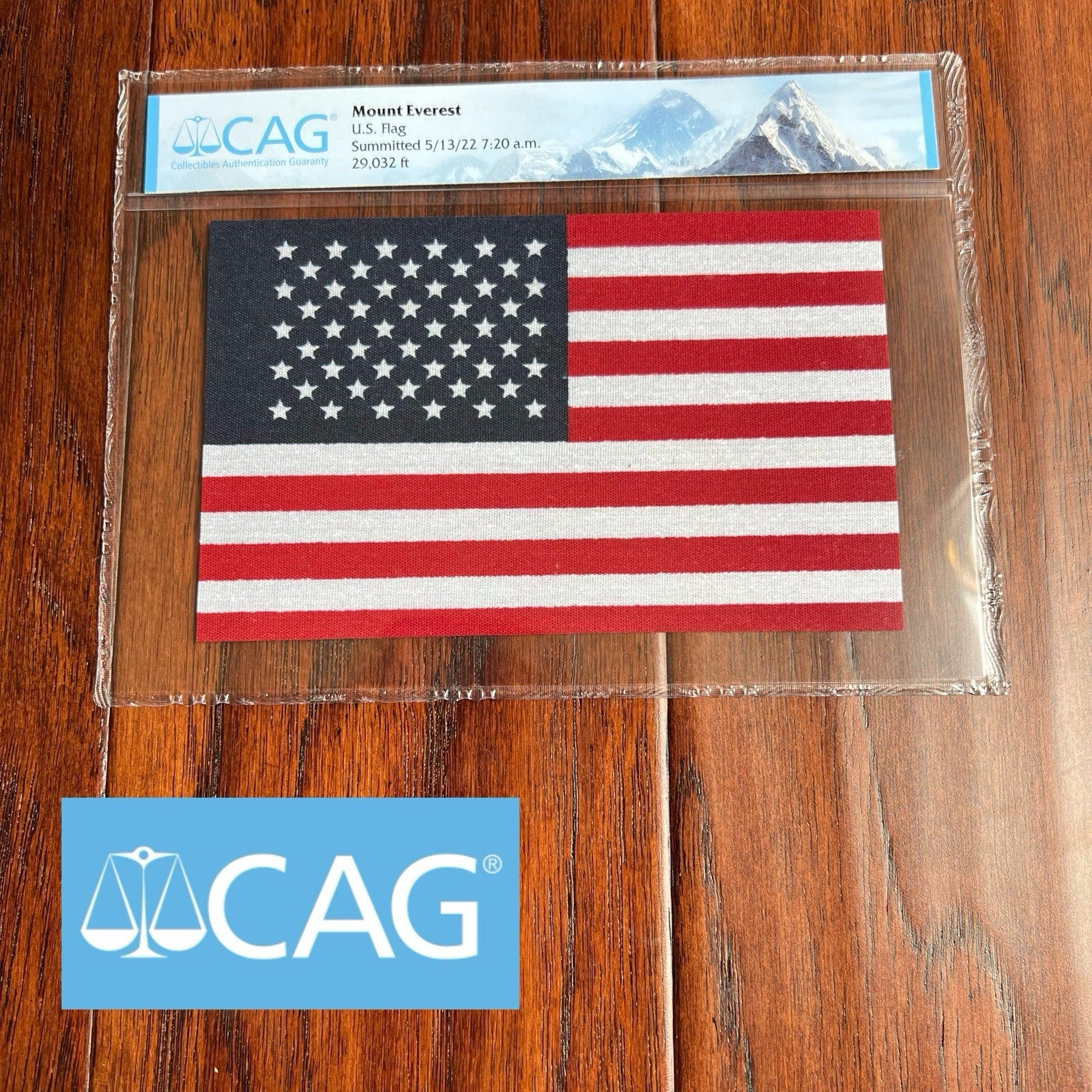 MOUNT EVEREST * CAG * GENUINE US MINI FLAG ARTIFACT CARRIED TO SUMMIT 29029 FT
