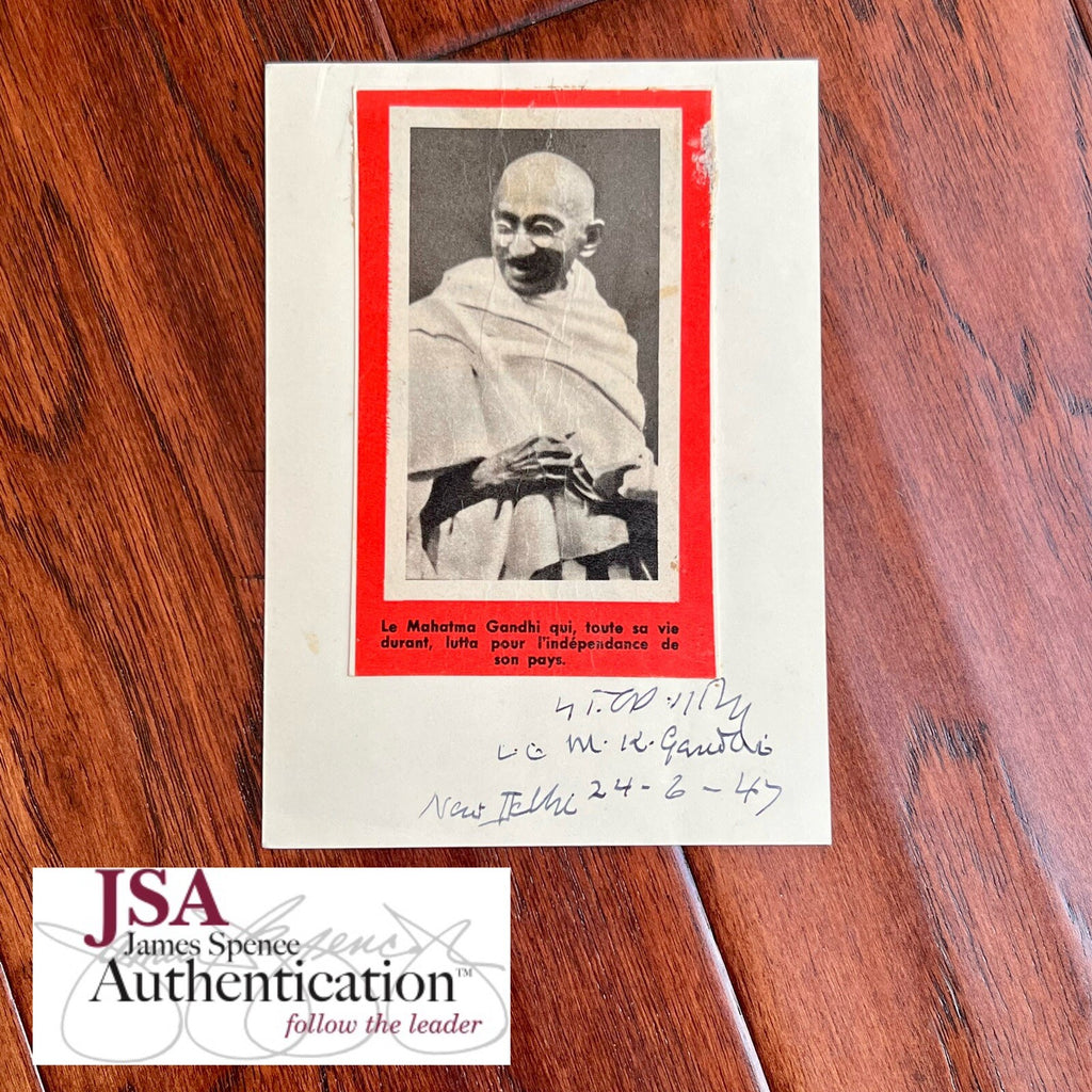 MAHATMA GANDHI * JSA * Double Signed AUTOGRAPH Photo * New Delhi