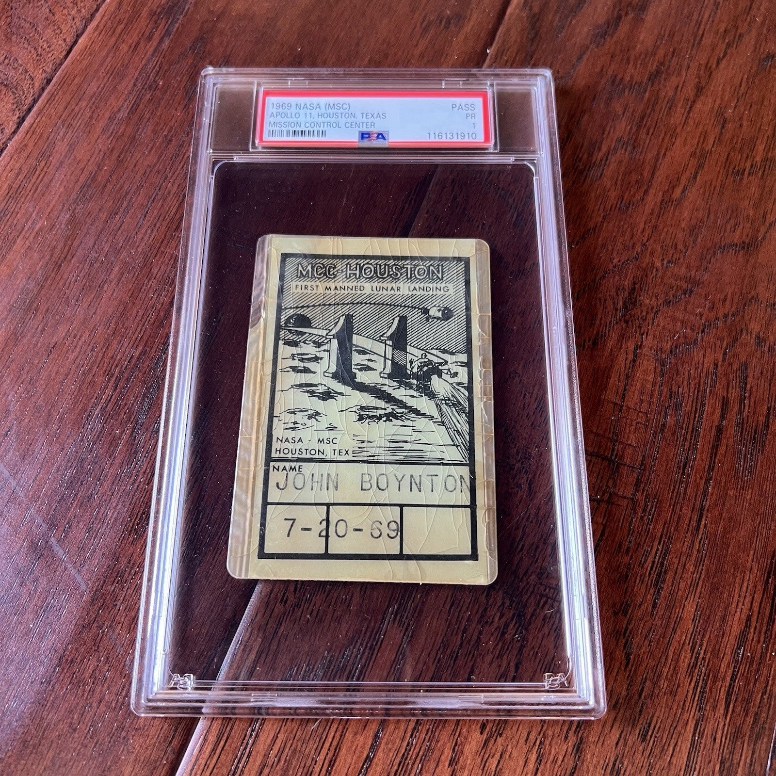 APOLLO 11 * PSA * NASA Mission Control Badge 1969 Moon Landing Dated Ticket