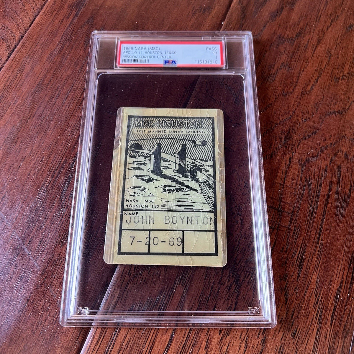 APOLLO 11 * PSA * NASA Mission Control Badge 1969 Moon Landing Dated Ticket
