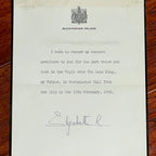 QUEEN ELIZABETH II * JSA * Autograph Letter DEATH OF HER FATHER Signed