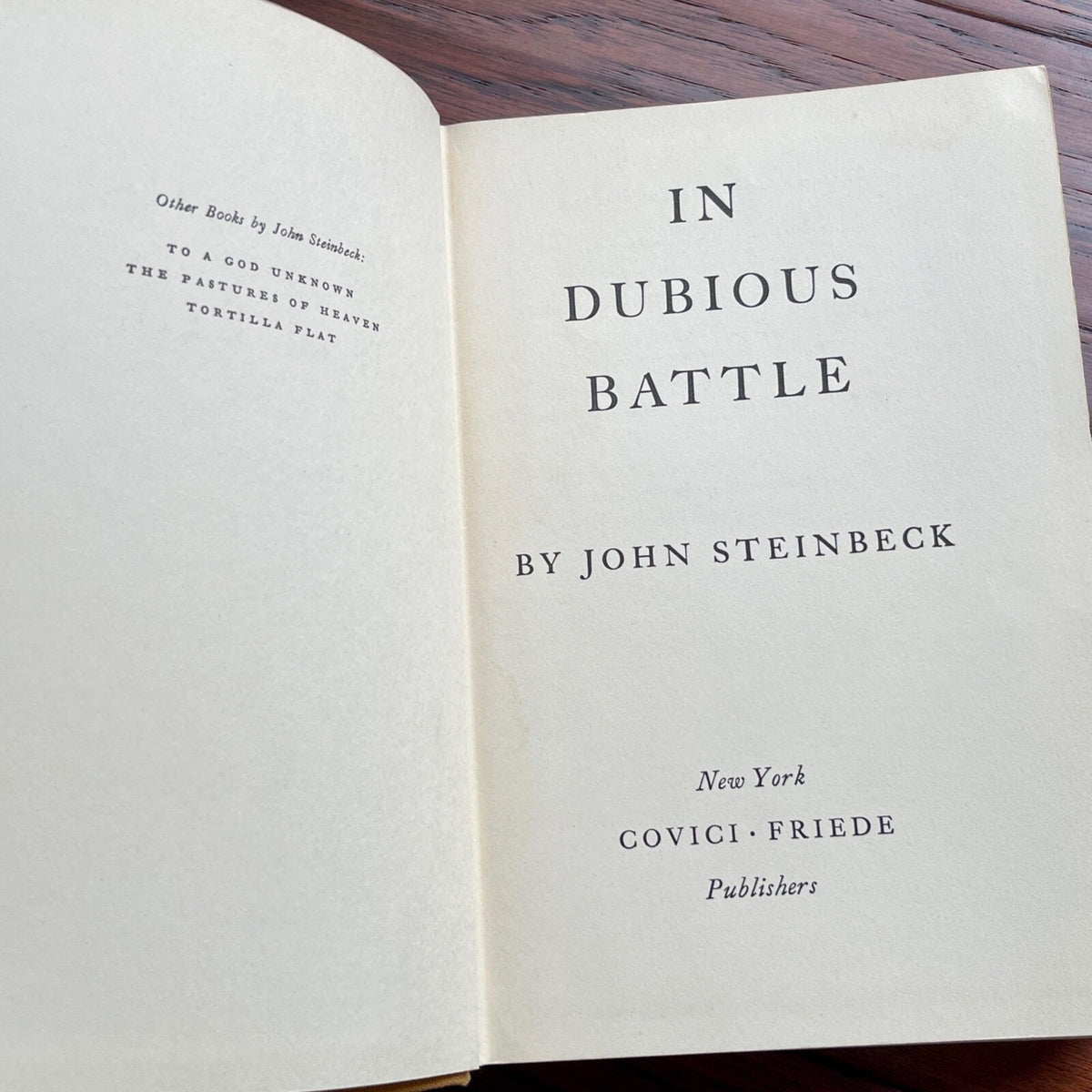 JOHN STEINBECK * PSA * Autograph 1st Edition IN DUBIOUS BATTLE Book Signed