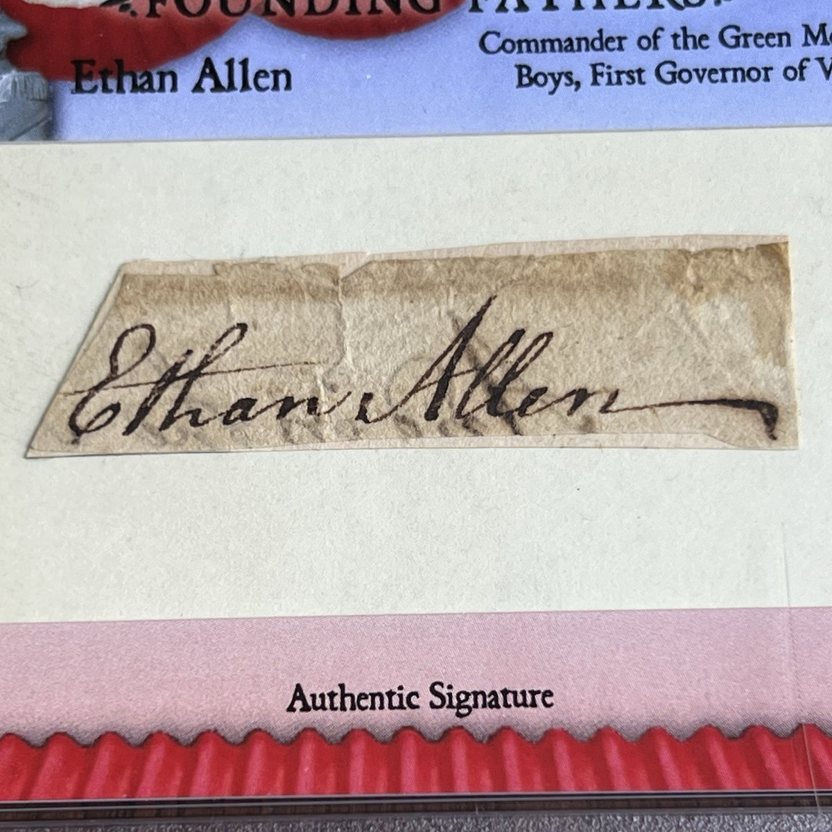 ETHAN ALLEN * PSA * Autograph Cut Signature Card Signed * Revolutionary War