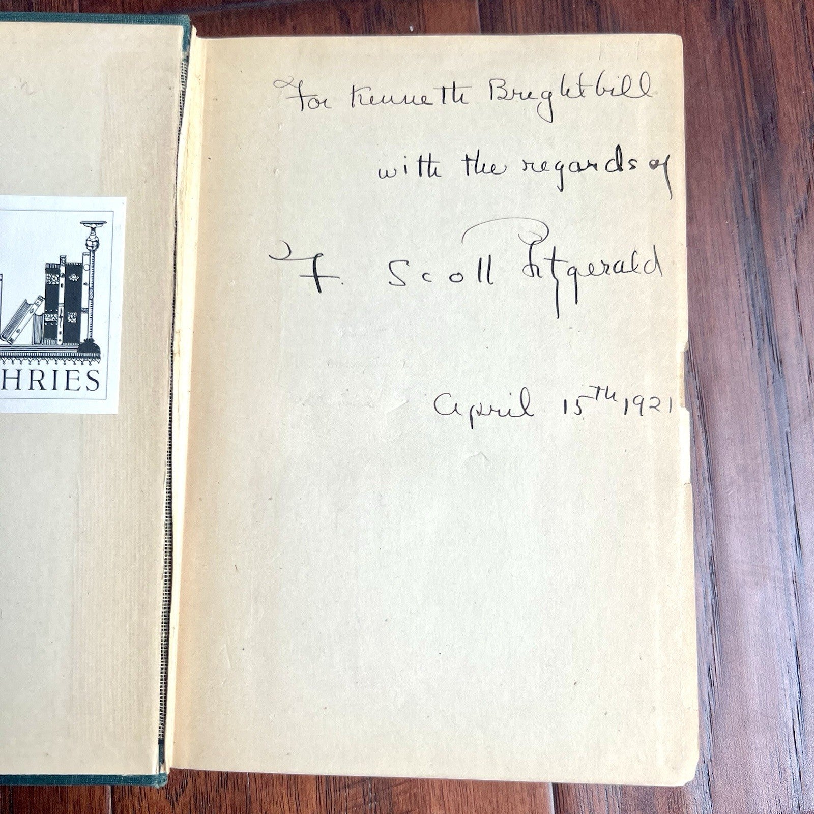 F. SCOTT FITZGERALD * PSA * 1st Ed Autograph THIS SIDE OF PARADISE Book Signed