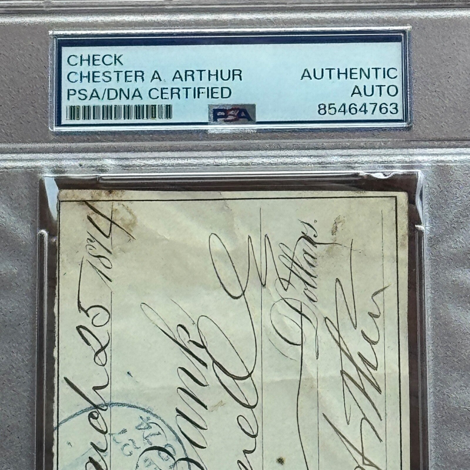 CHESTER ARTHUR * PSA/DNA * Autograph Handwritten Check Signed * NYC 1874